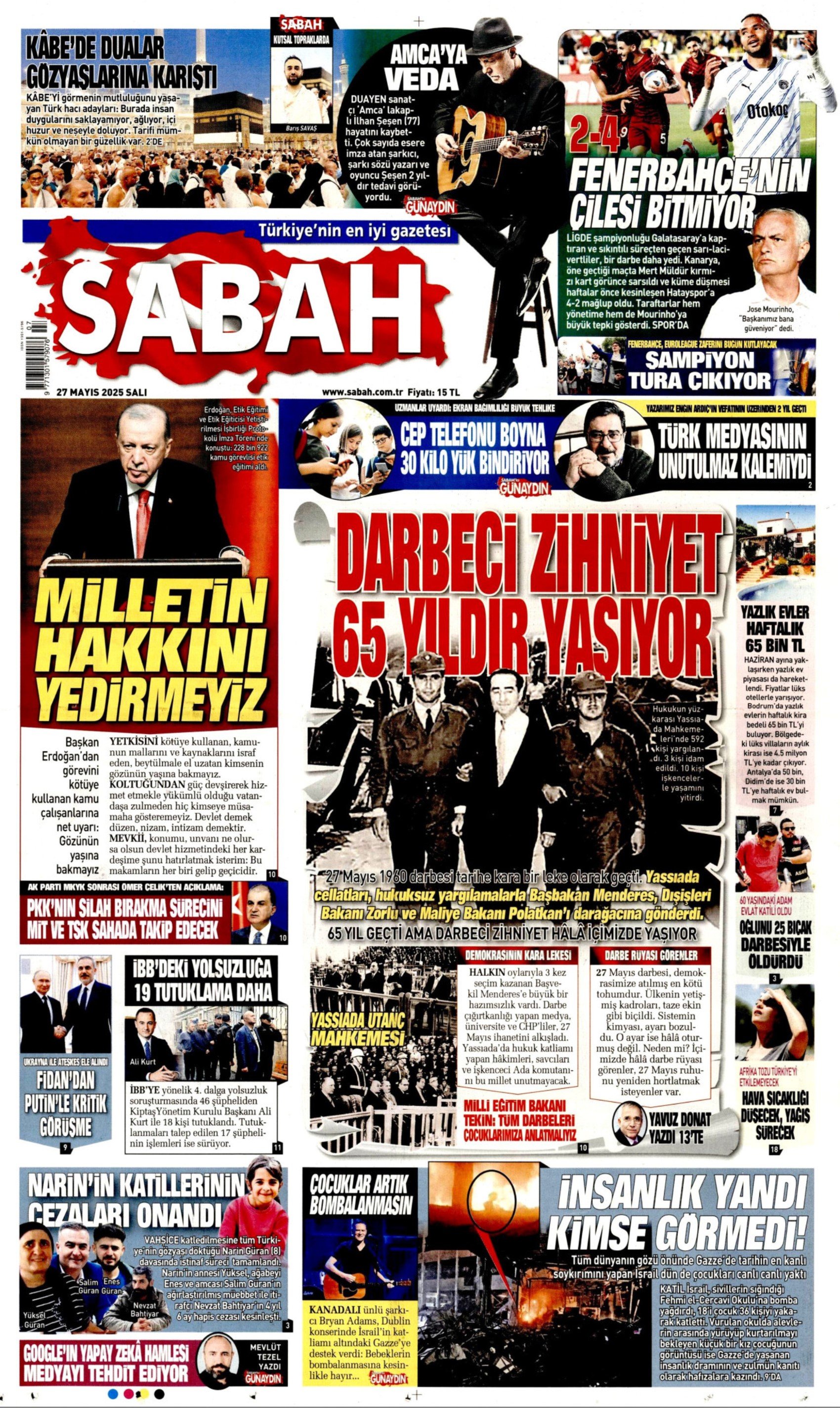 27 Mayıs 2025 gazete manşetleri