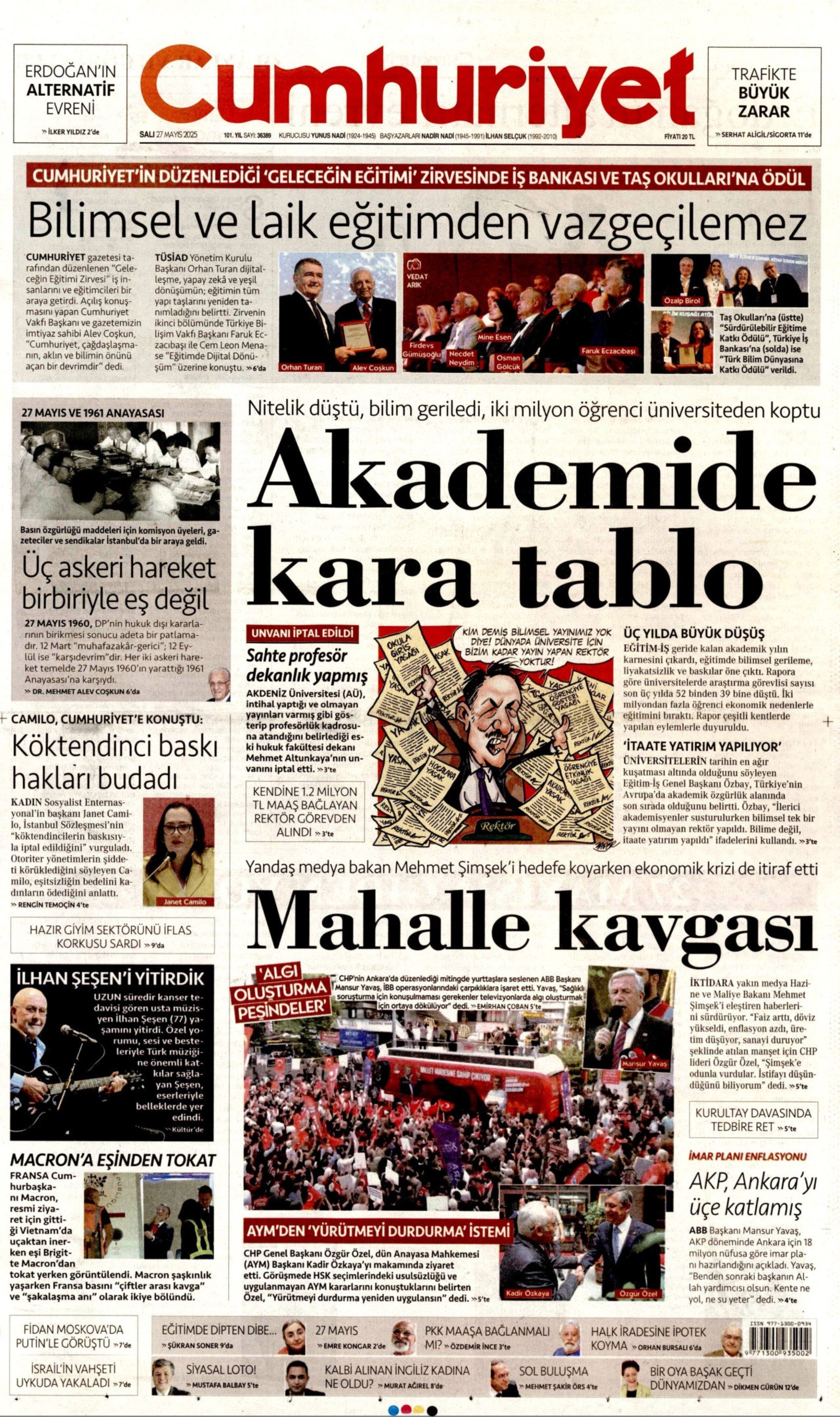 27 Mayıs 2025 gazete manşetleri