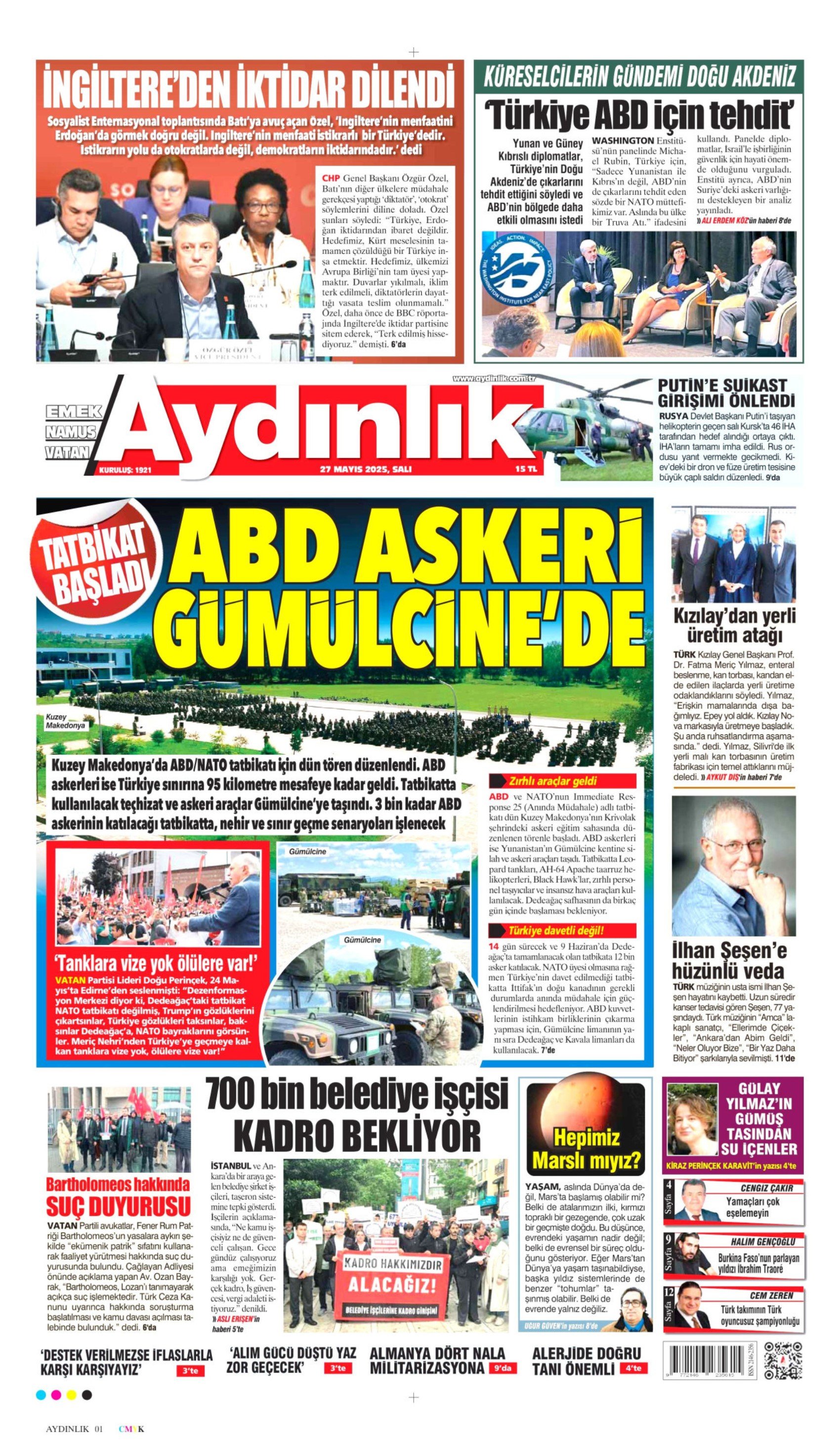 27 Mayıs 2025 gazete manşetleri
