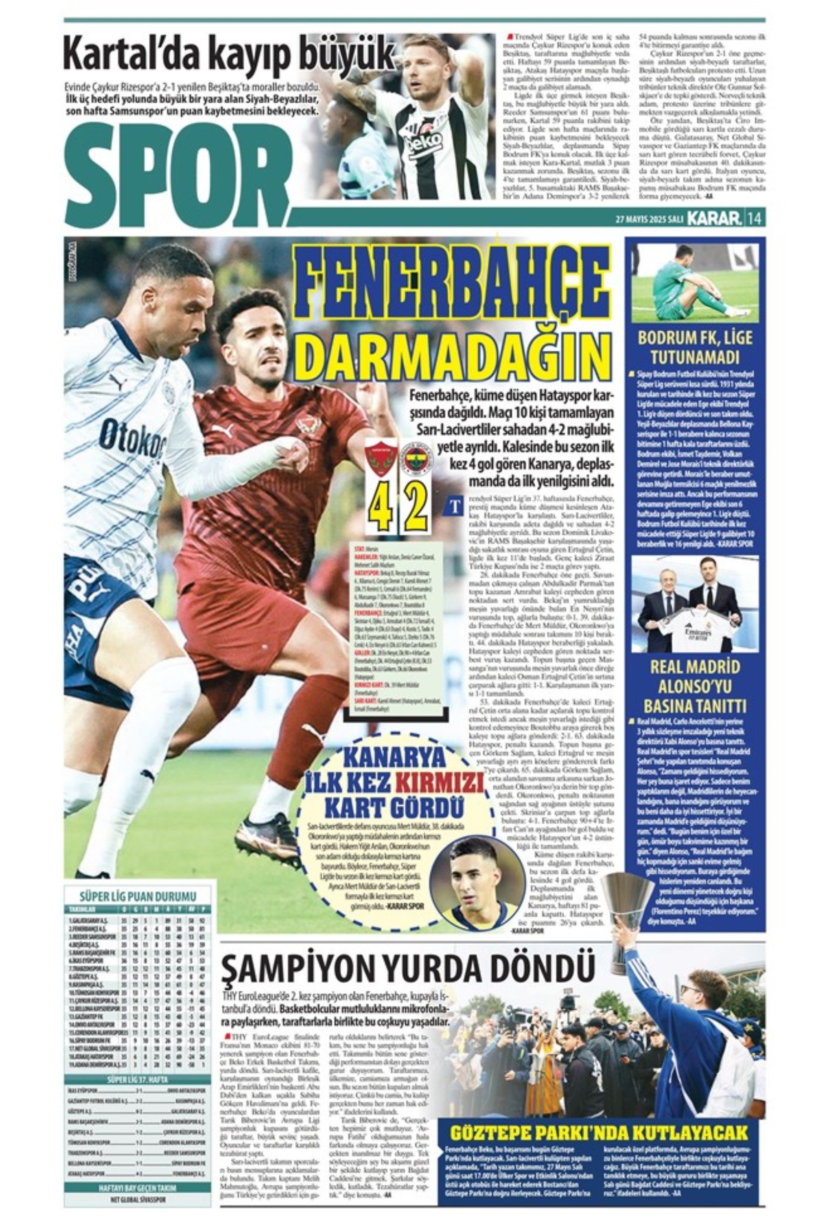 Sporda günün manşetleri: 'Mourinho galiba gidici'