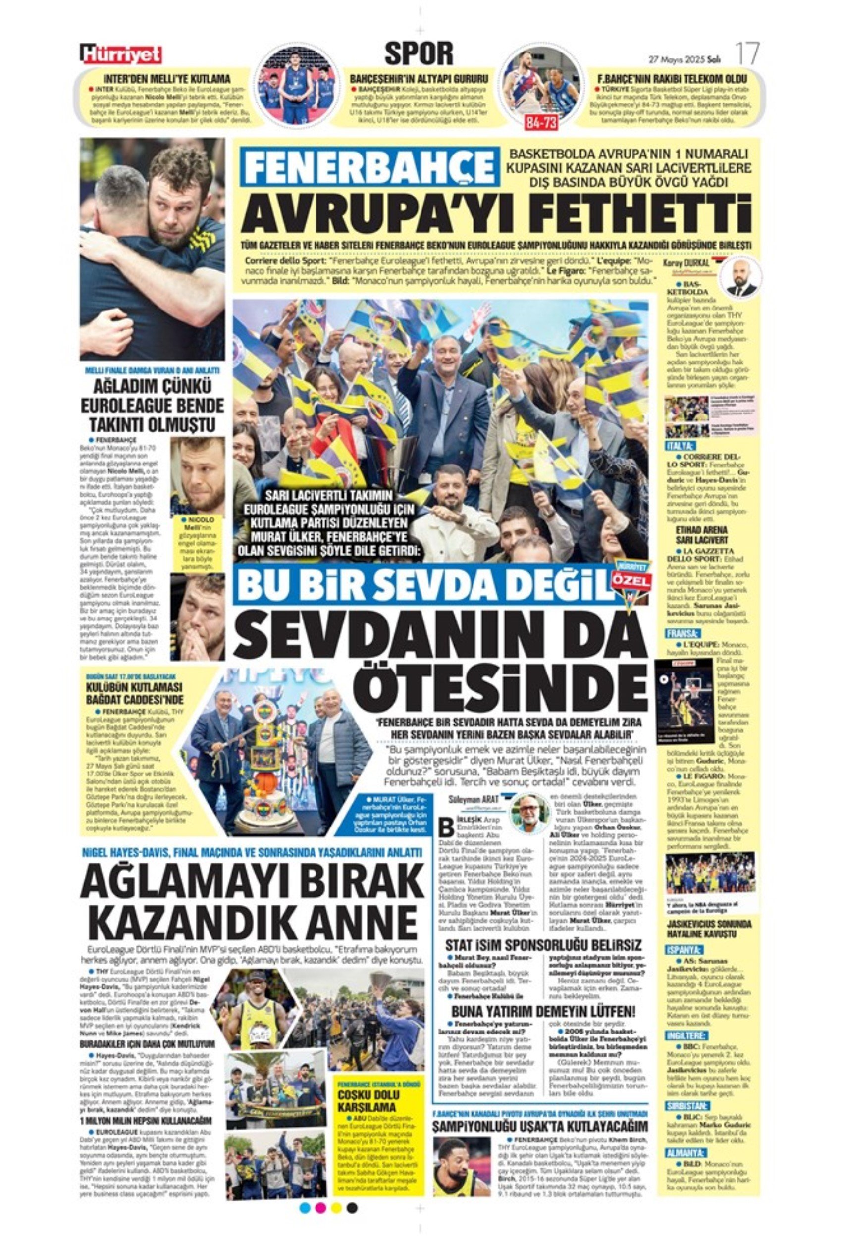 Sporda günün manşetleri: 'Mourinho galiba gidici'