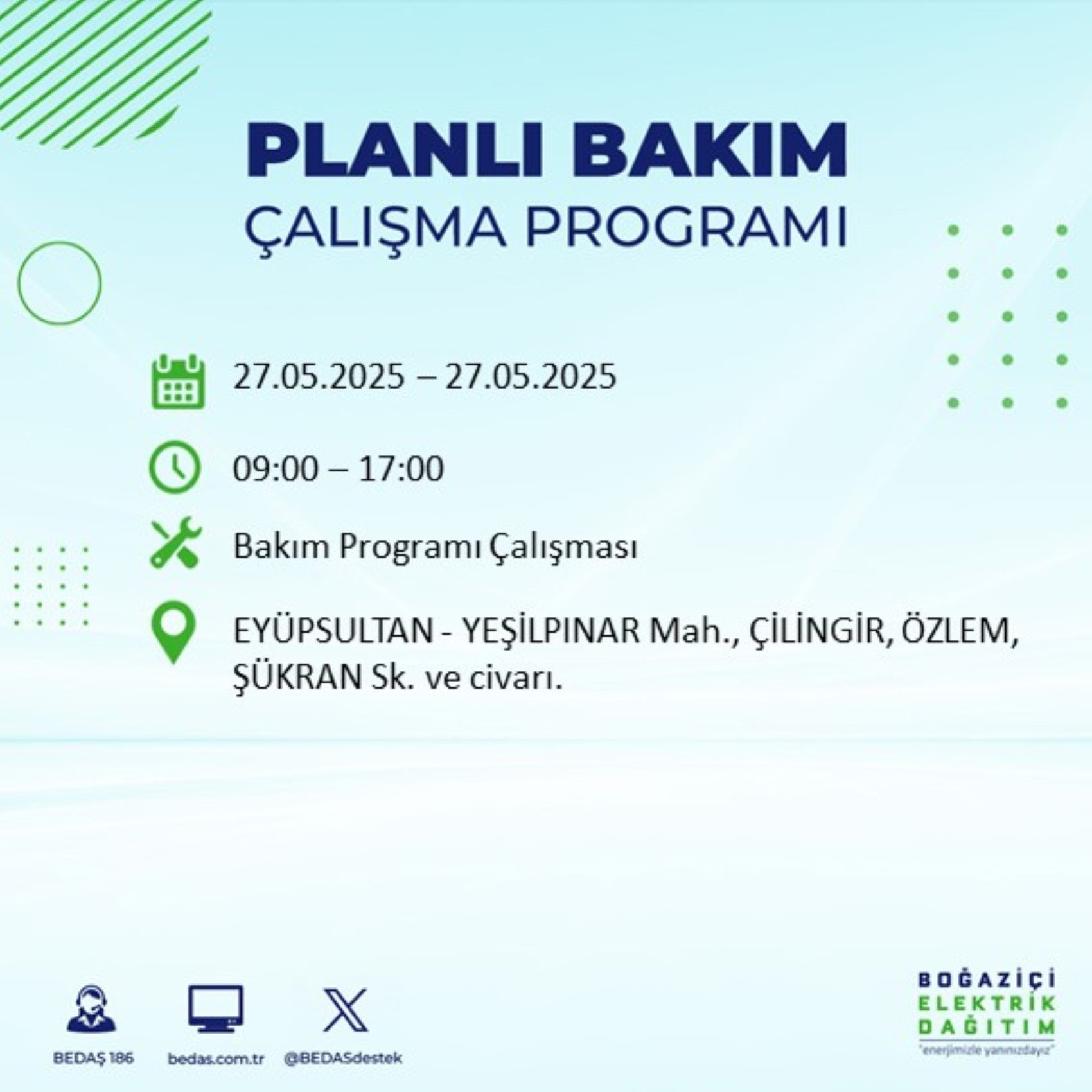 BEDAŞ paylaştı: İstanbul'da 27 Mayıs Salı günü elektrik kesintisi yaşanacak ilçeler