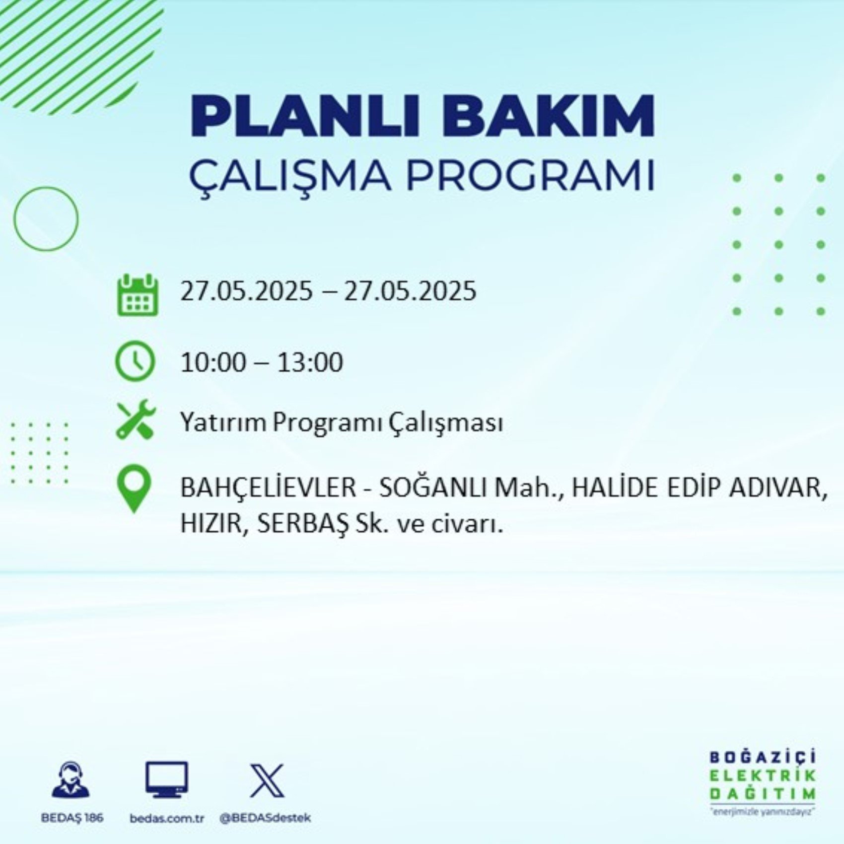 BEDAŞ paylaştı: İstanbul'da 27 Mayıs Salı günü elektrik kesintisi yaşanacak ilçeler