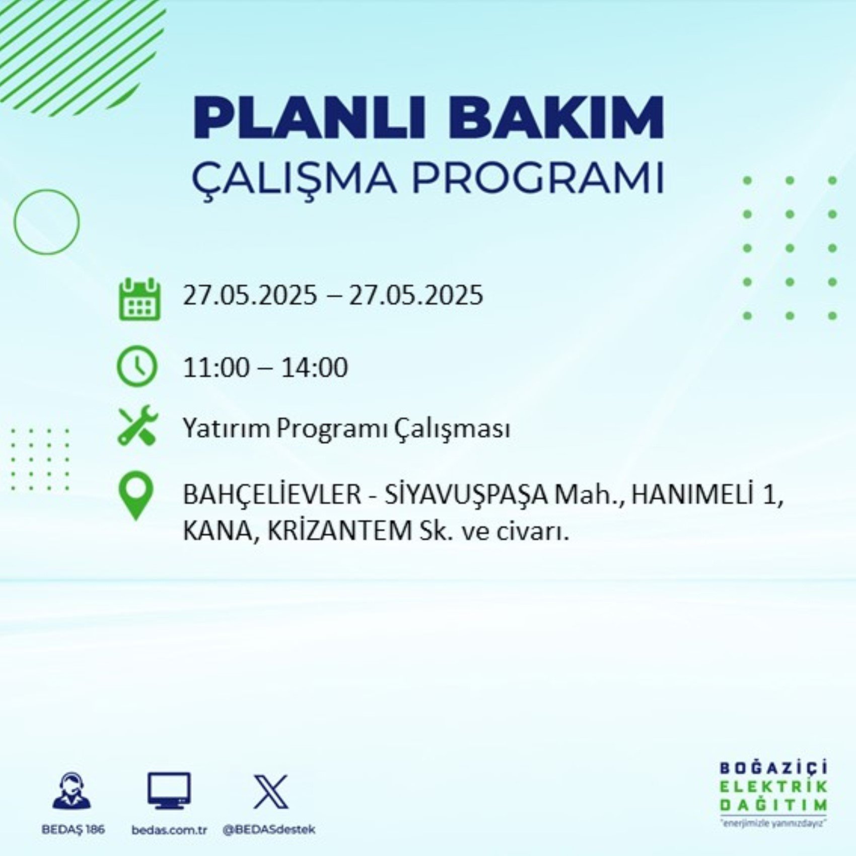 BEDAŞ paylaştı: İstanbul'da 27 Mayıs Salı günü elektrik kesintisi yaşanacak ilçeler