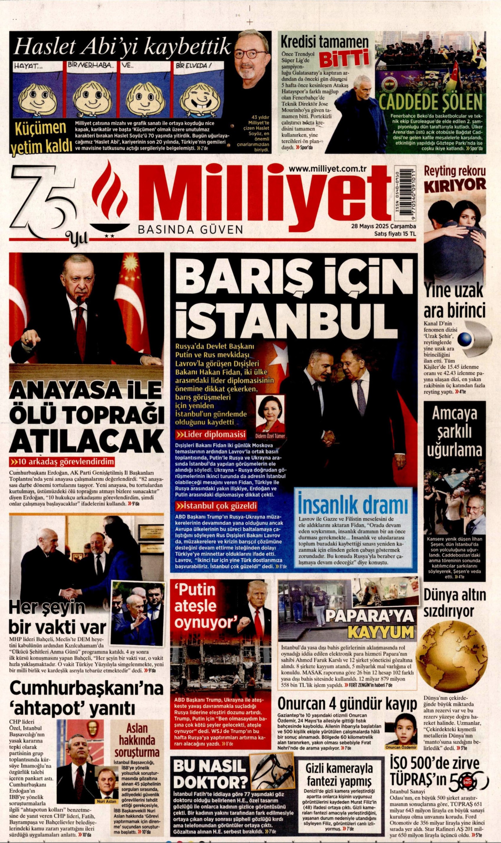 28 Mayıs 2025 gazete manşetleri: Özel, Erdoğan'a ahtapotu gösterdi, gazeteler nasıl gördü?