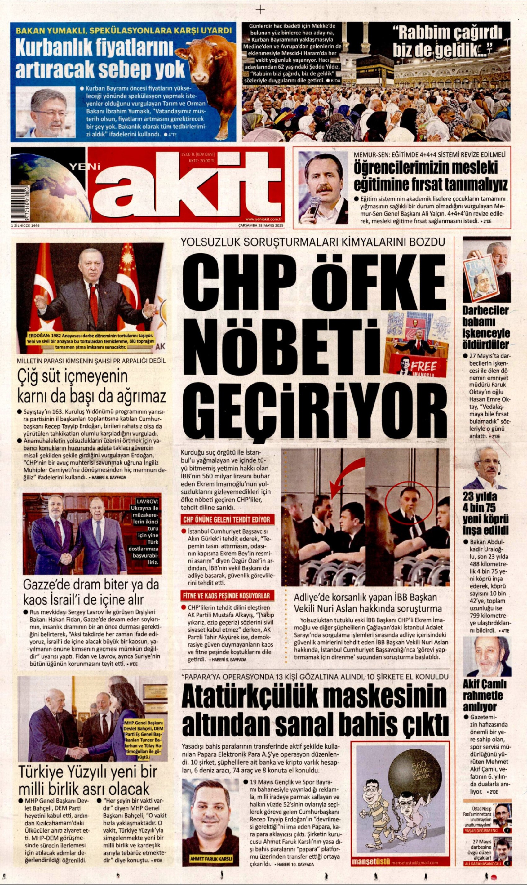 28 Mayıs 2025 gazete manşetleri: Özel, Erdoğan'a ahtapotu gösterdi, gazeteler nasıl gördü?