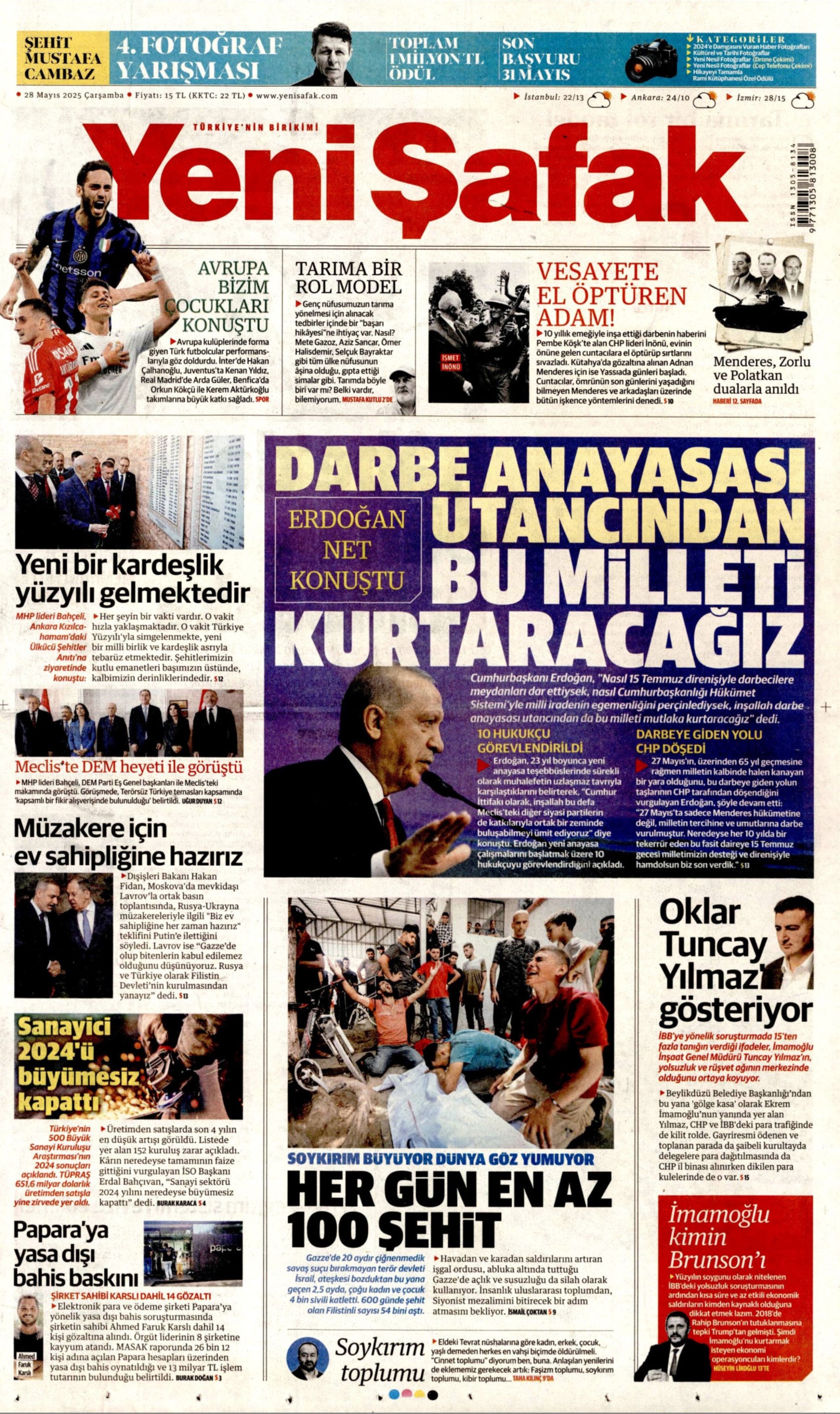 28 Mayıs 2025 gazete manşetleri: Özel, Erdoğan'a ahtapotu gösterdi, gazeteler nasıl gördü?