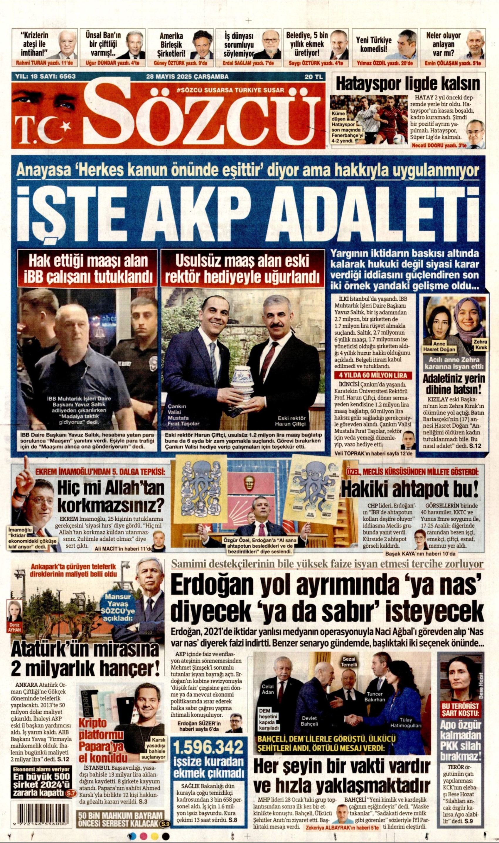 28 Mayıs 2025 gazete manşetleri: Özel, Erdoğan'a ahtapotu gösterdi, gazeteler nasıl gördü?