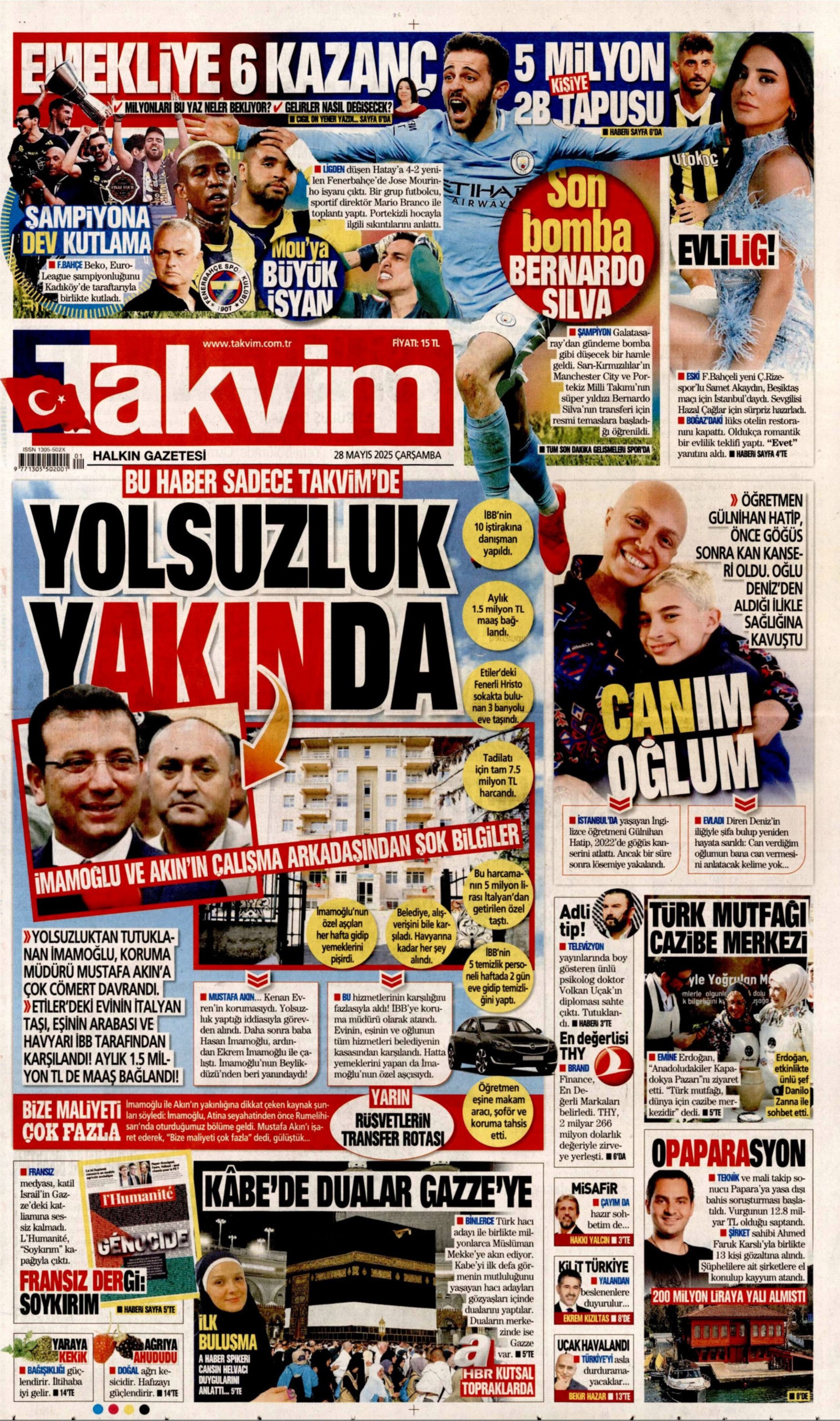 28 Mayıs 2025 gazete manşetleri: Özel, Erdoğan'a ahtapotu gösterdi, gazeteler nasıl gördü?