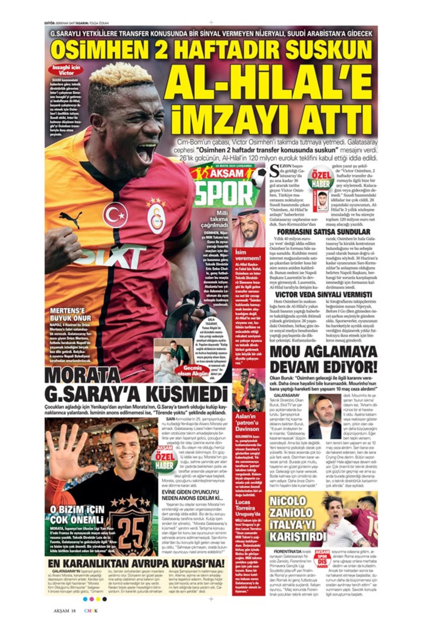 Sporda günün manşetleri... Osimhen'den Galatasaray'a kötü haber: İmzayı attı