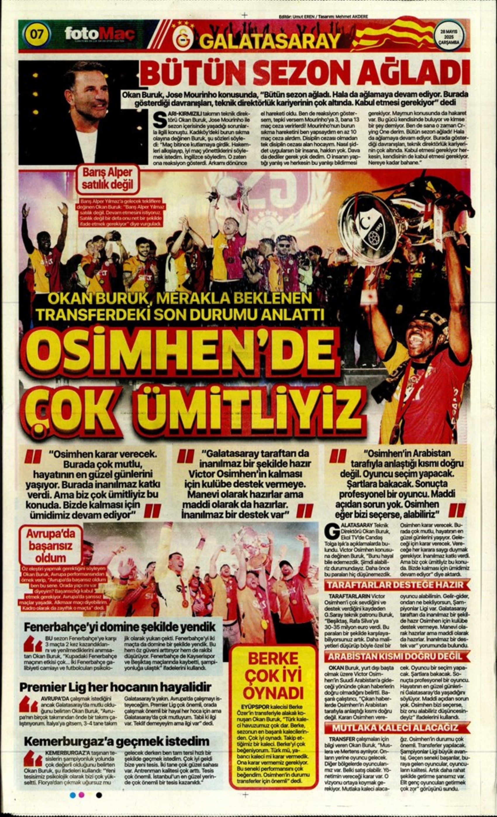 Sporda günün manşetleri... Osimhen'den Galatasaray'a kötü haber: İmzayı attı