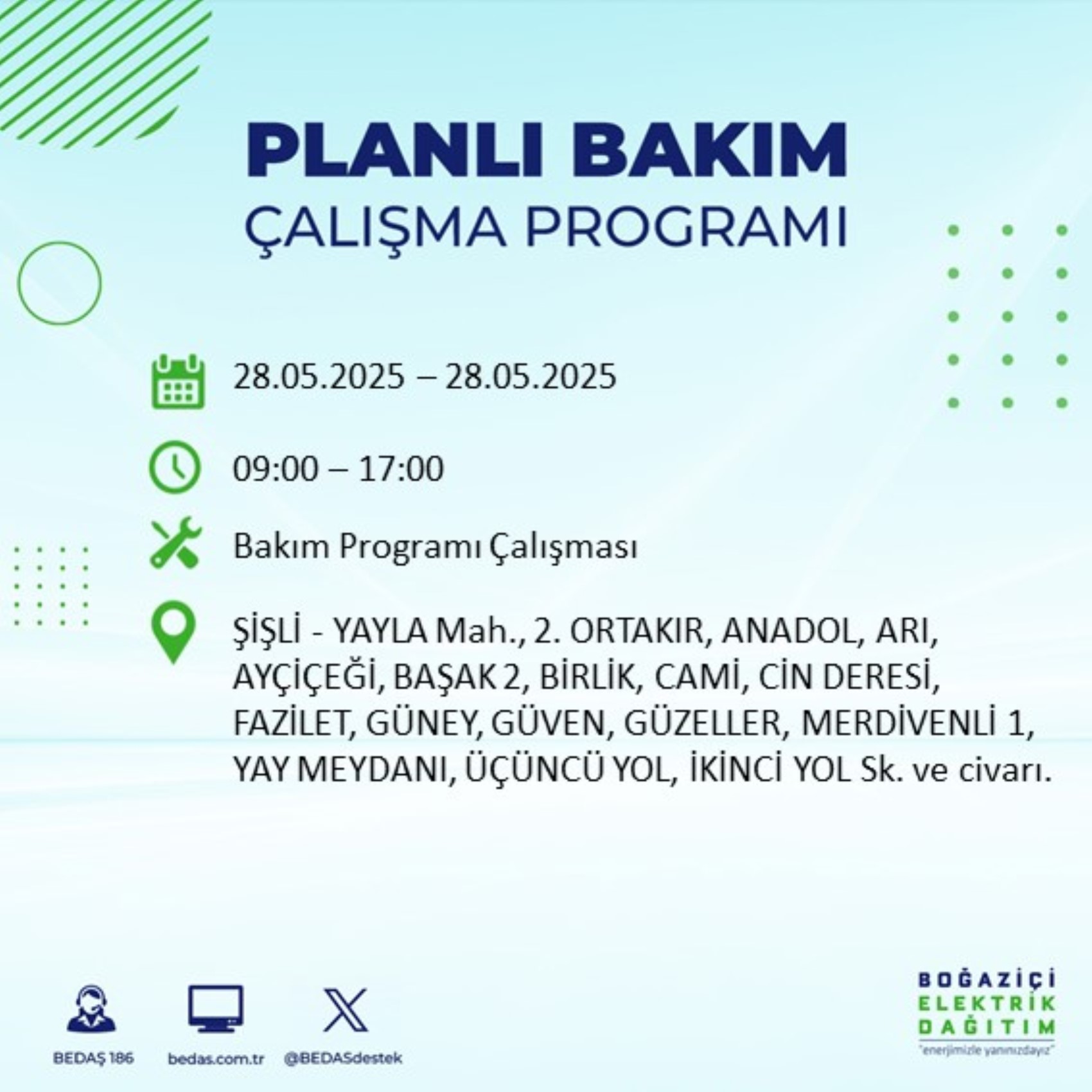 BEDAŞ paylaştı: İstanbul'da 28 Mayıs Çarşamba günü elektrik kesintisi yaşanacak ilçeler