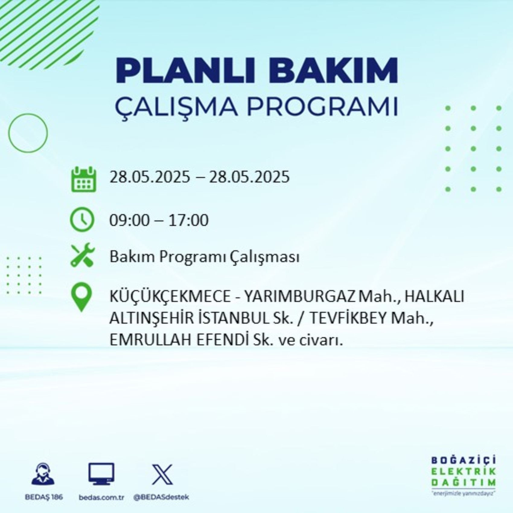 BEDAŞ paylaştı: İstanbul'da 28 Mayıs Çarşamba günü elektrik kesintisi yaşanacak ilçeler