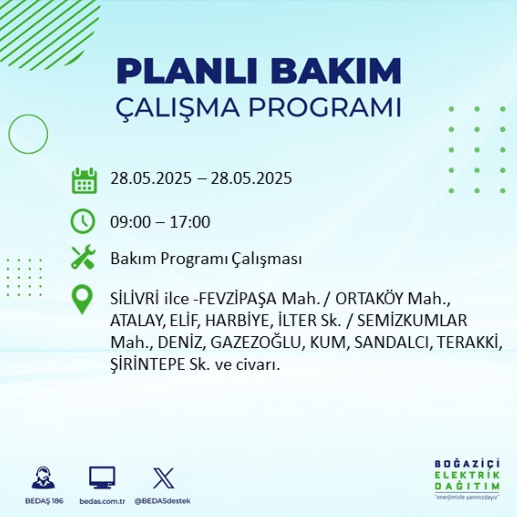 BEDAŞ paylaştı: İstanbul'da 28 Mayıs Çarşamba günü elektrik kesintisi yaşanacak ilçeler