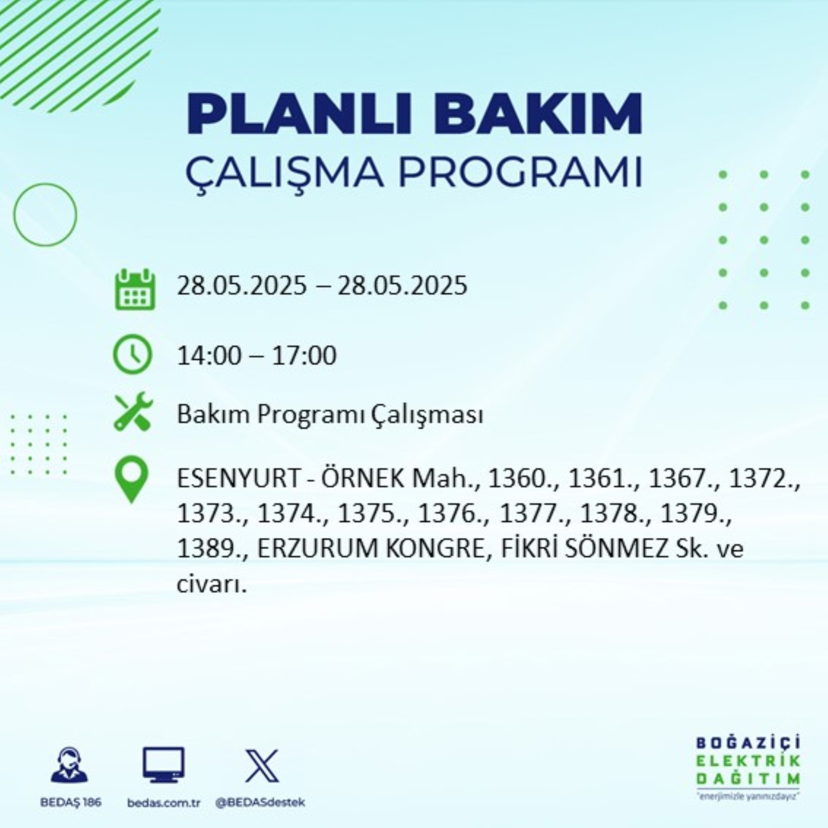 BEDAŞ paylaştı: İstanbul'da 28 Mayıs Çarşamba günü elektrik kesintisi yaşanacak ilçeler