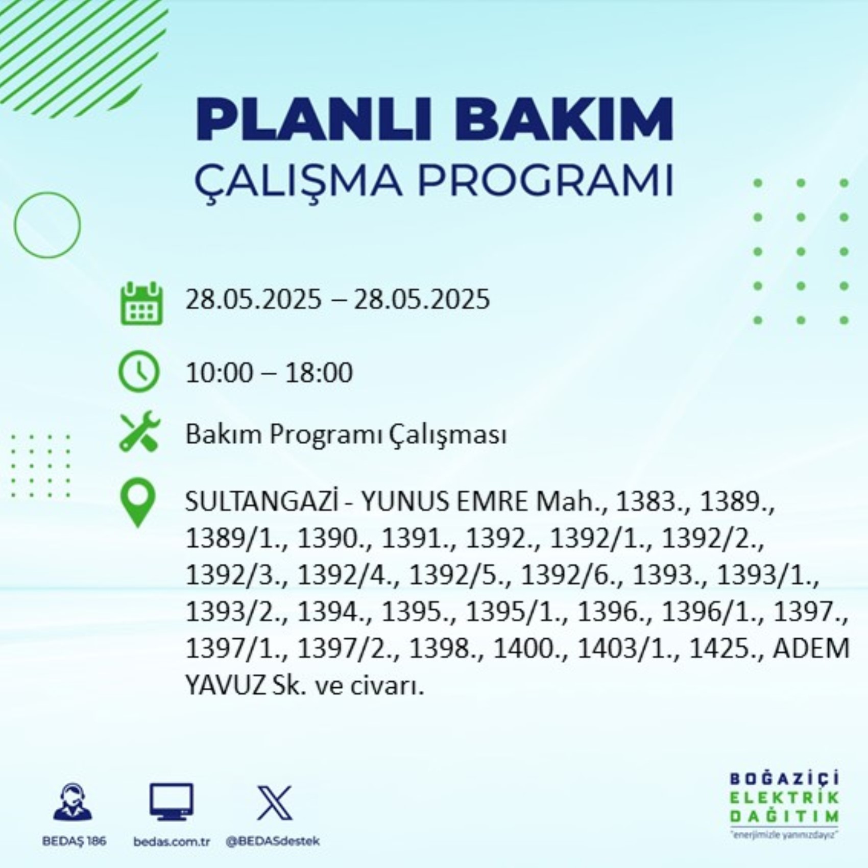 BEDAŞ paylaştı: İstanbul'da 28 Mayıs Çarşamba günü elektrik kesintisi yaşanacak ilçeler