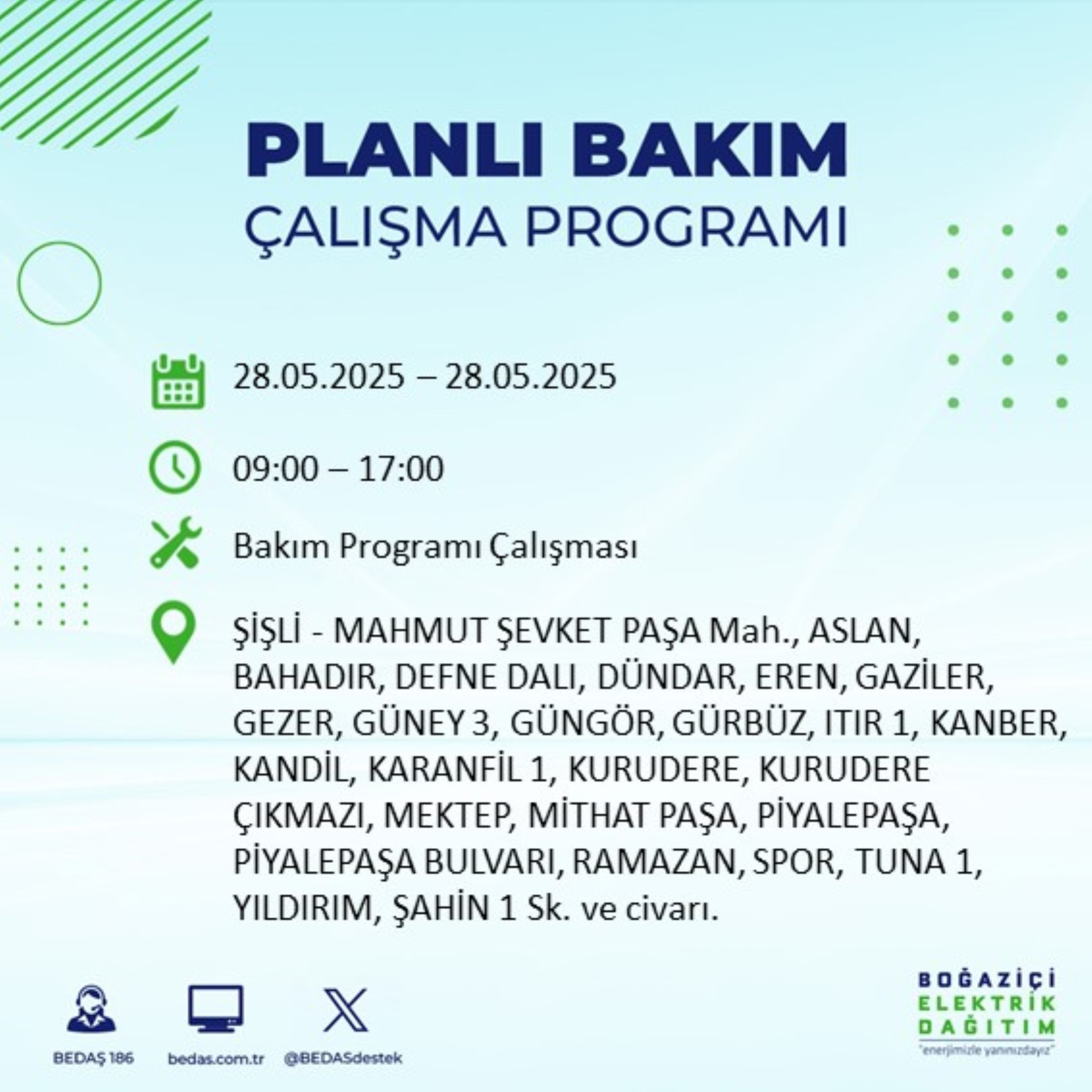 BEDAŞ paylaştı: İstanbul'da 28 Mayıs Çarşamba günü elektrik kesintisi yaşanacak ilçeler