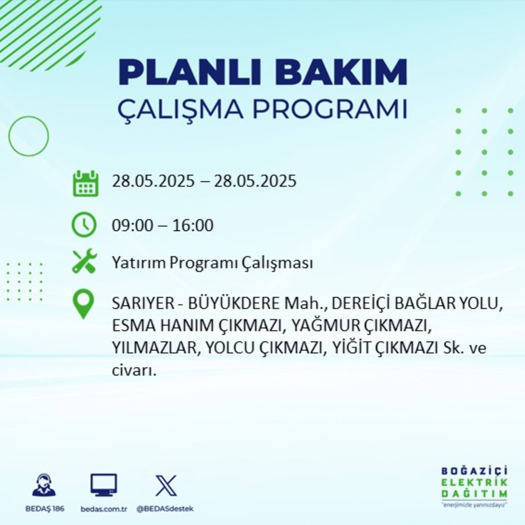 BEDAŞ paylaştı: İstanbul'da 28 Mayıs Çarşamba günü elektrik kesintisi yaşanacak ilçeler