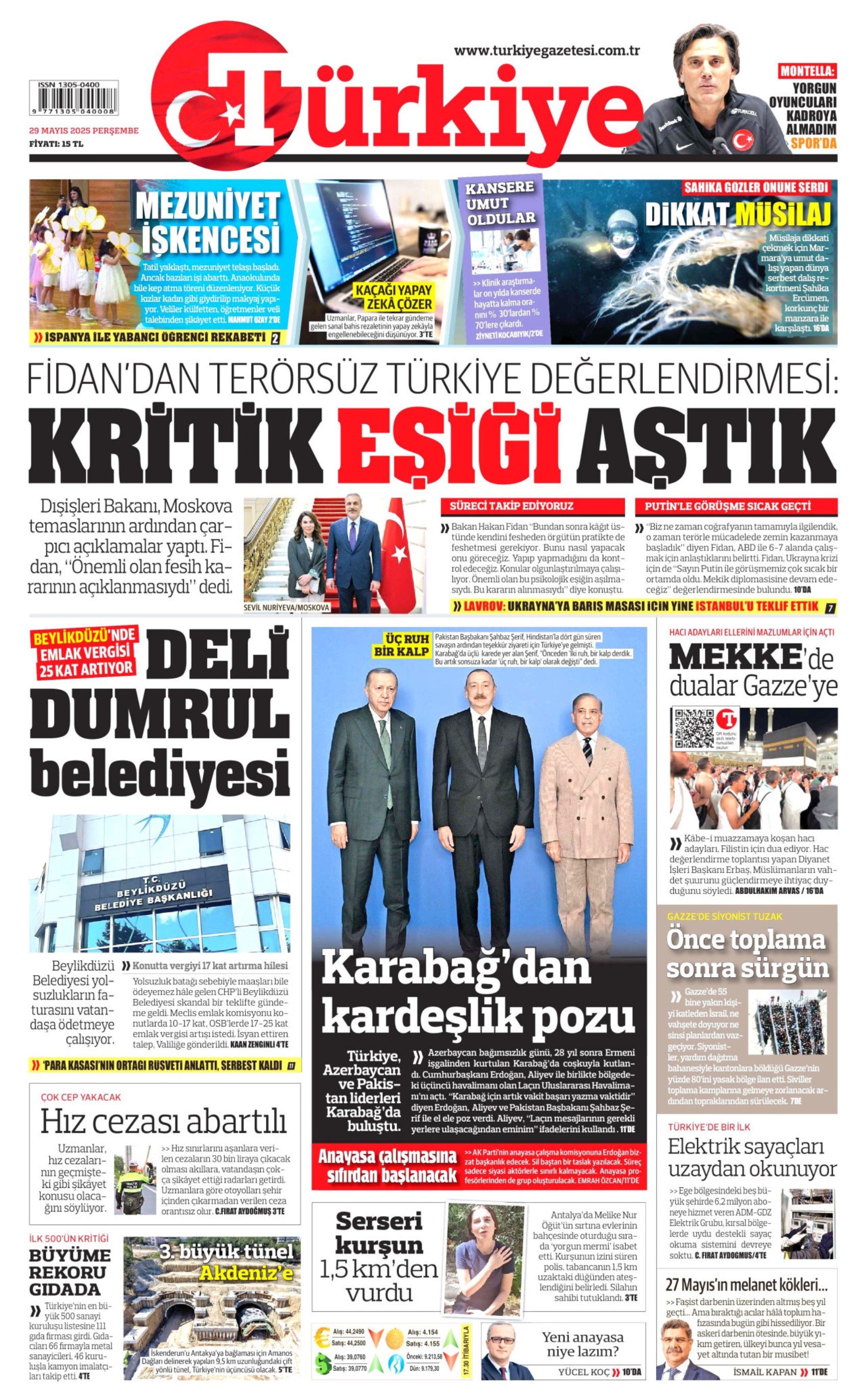 29 Mayıs 2025 gazete manşetleri