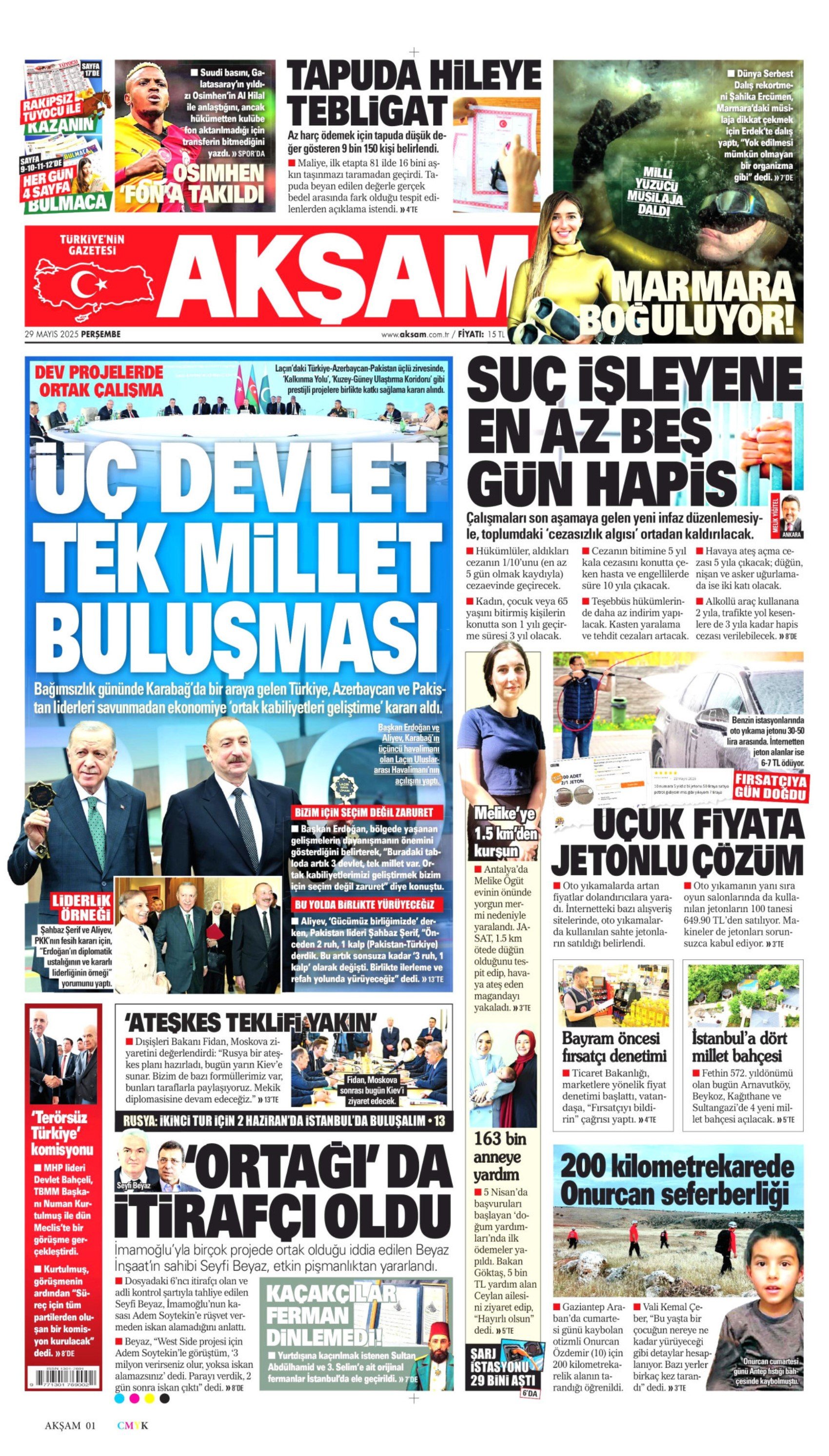 29 Mayıs 2025 gazete manşetleri