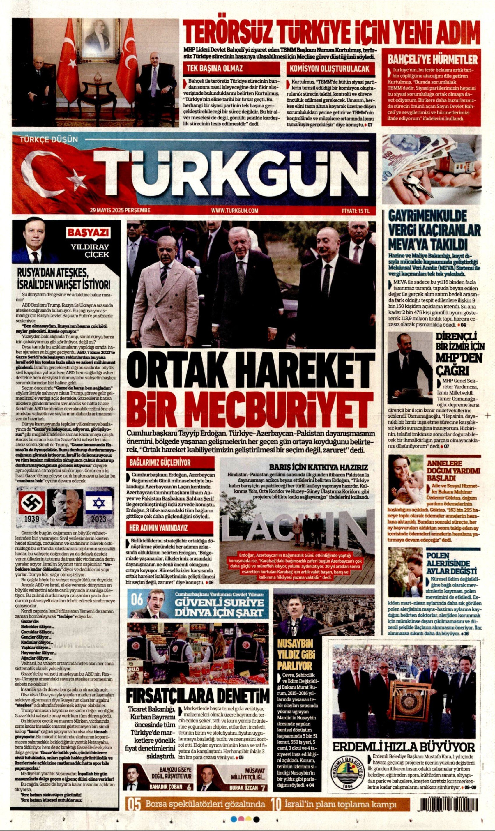 29 Mayıs 2025 gazete manşetleri