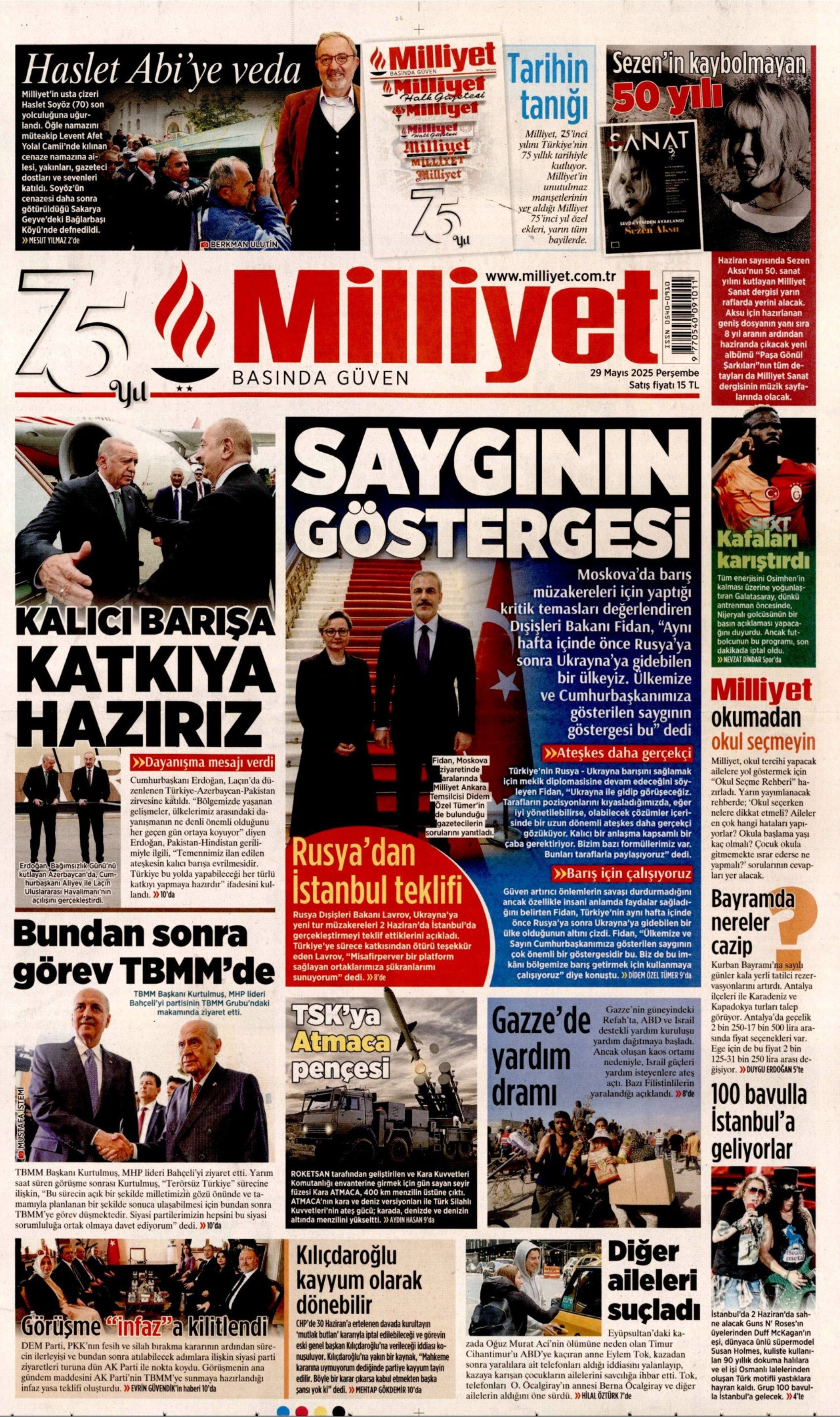 29 Mayıs 2025 gazete manşetleri