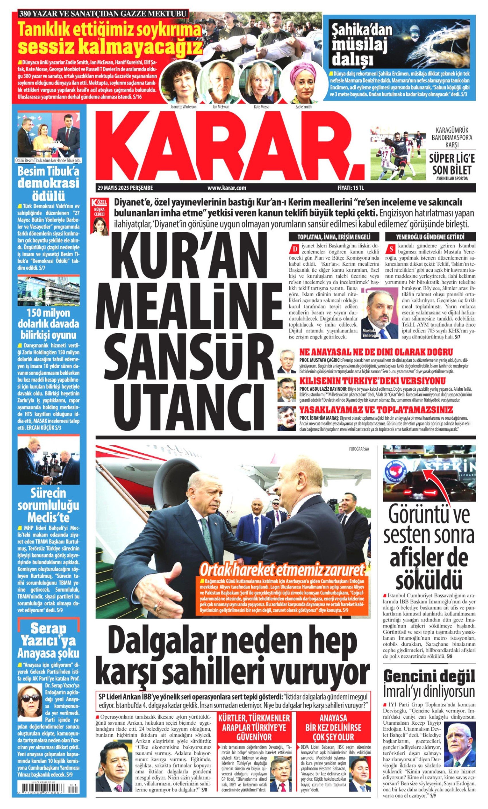 29 Mayıs 2025 gazete manşetleri