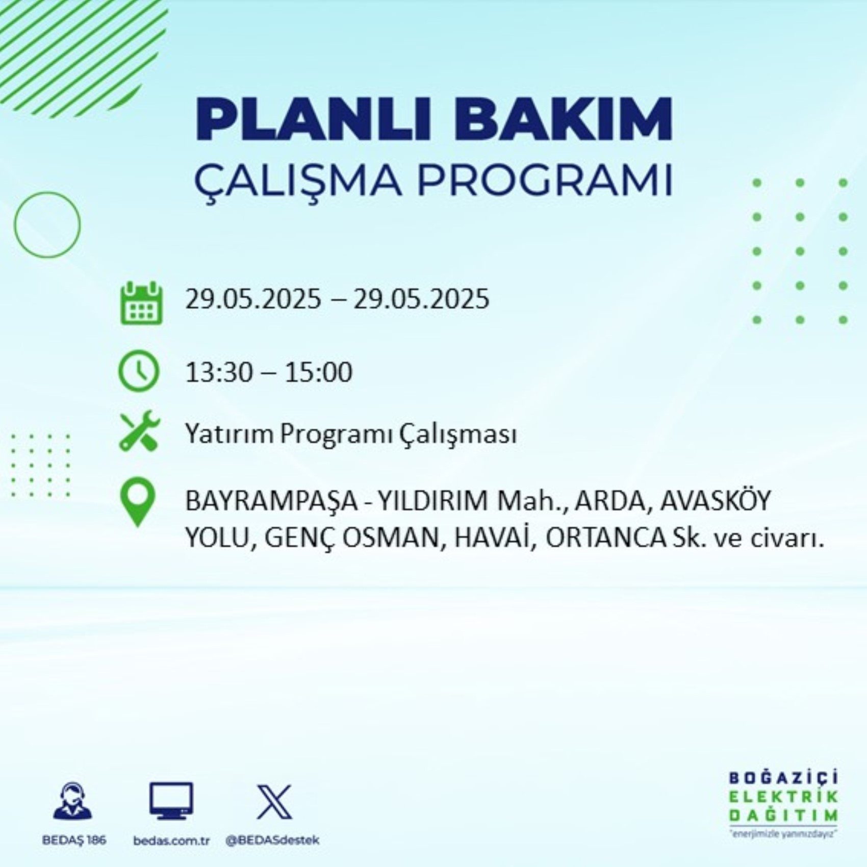 BEDAŞ paylaştı: İstanbul'da 29 Mayıs Perşembe günü elektrik kesintisi yaşanacak ilçeler