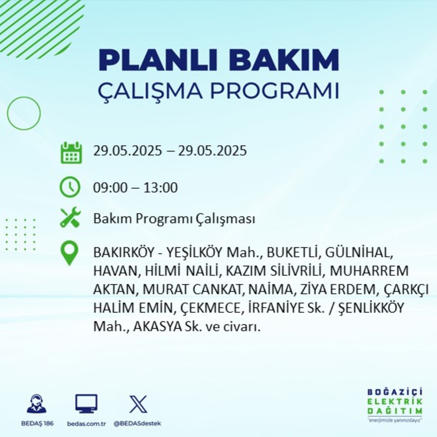 BEDAŞ paylaştı: İstanbul'da 29 Mayıs Perşembe günü elektrik kesintisi yaşanacak ilçeler