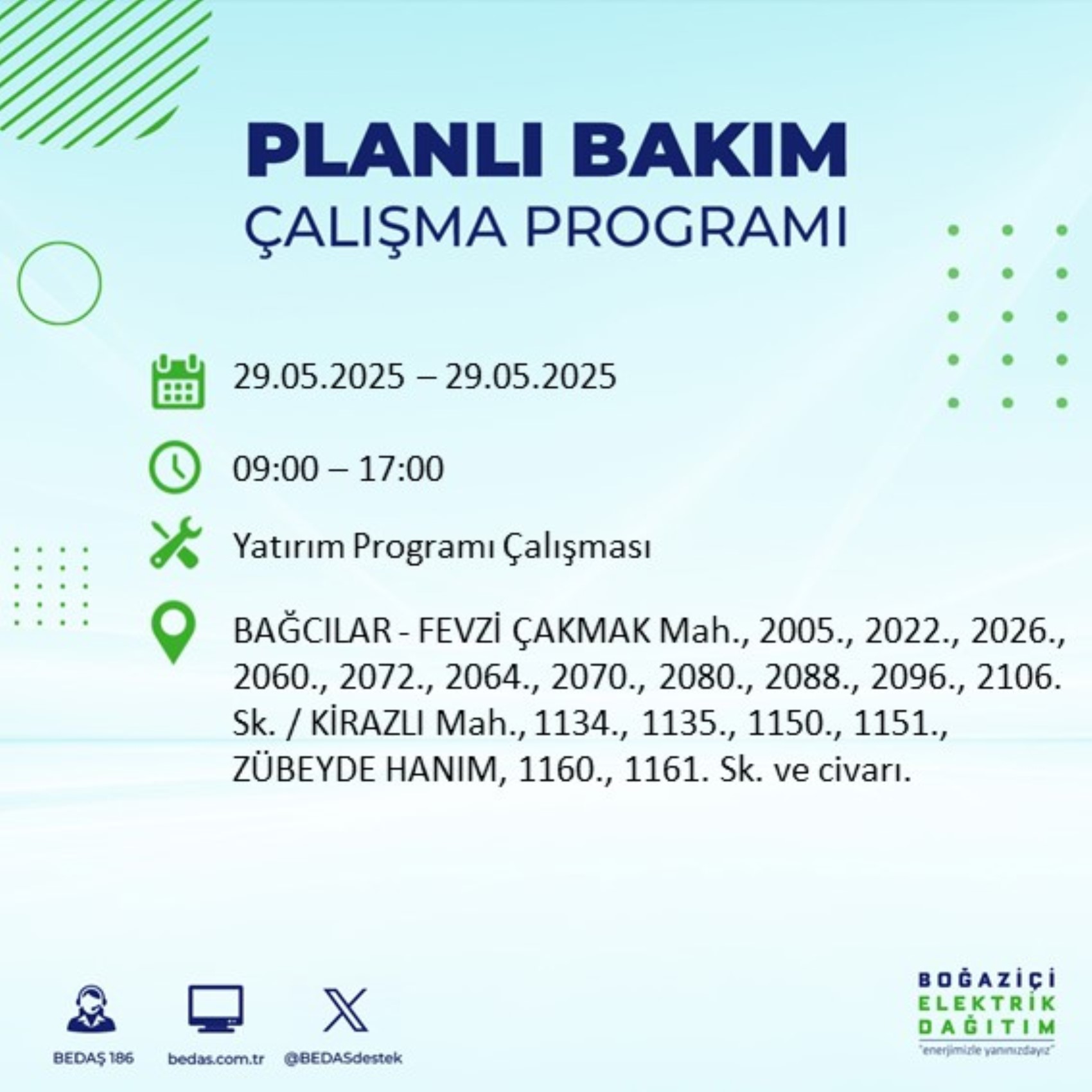 BEDAŞ paylaştı: İstanbul'da 29 Mayıs Perşembe günü elektrik kesintisi yaşanacak ilçeler