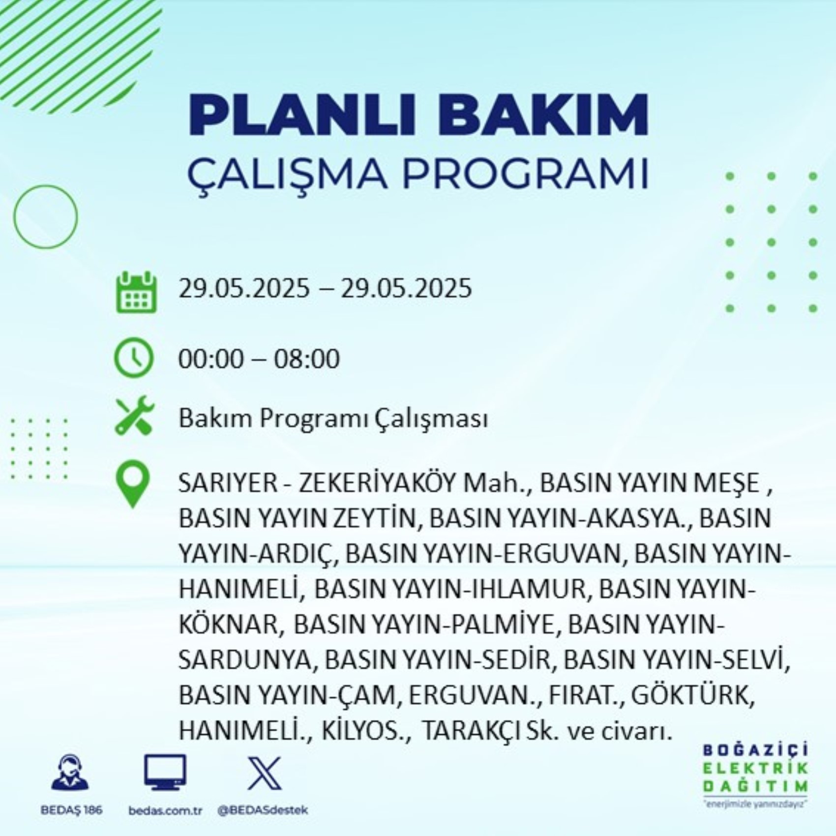 BEDAŞ paylaştı: İstanbul'da 29 Mayıs Perşembe günü elektrik kesintisi yaşanacak ilçeler