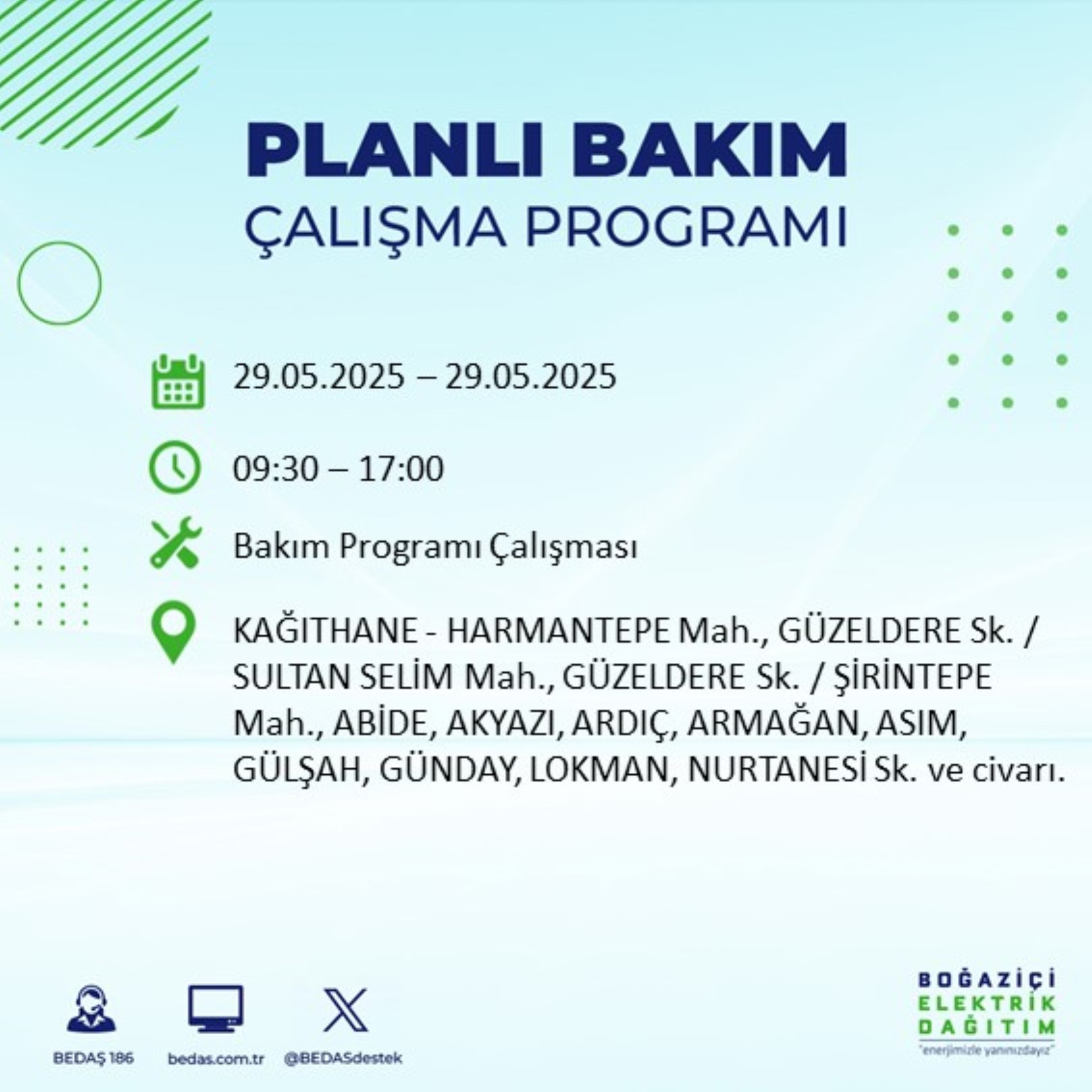 BEDAŞ paylaştı: İstanbul'da 29 Mayıs Perşembe günü elektrik kesintisi yaşanacak ilçeler