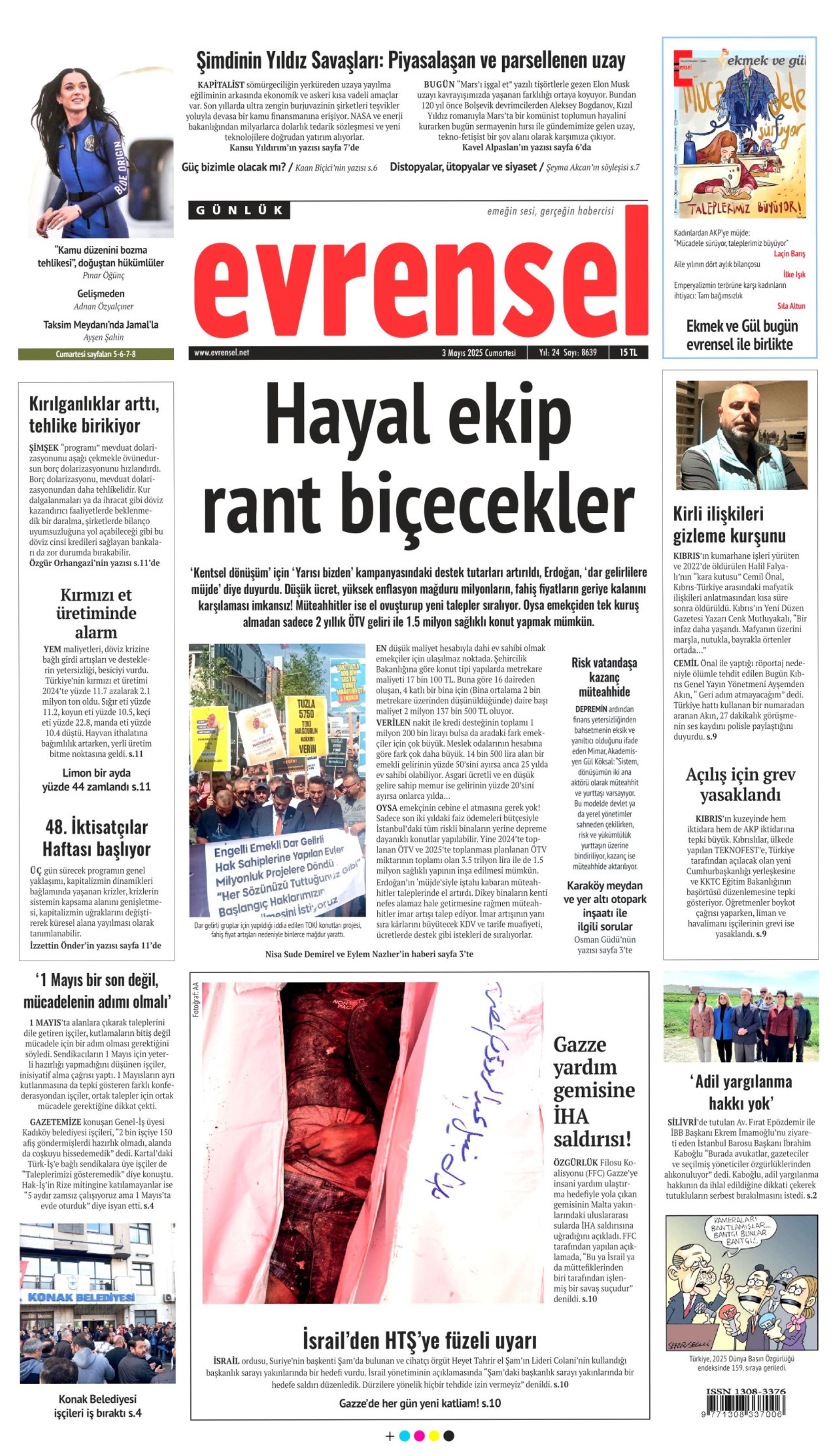 3 Mayıs 2025 gazete manşetleri
