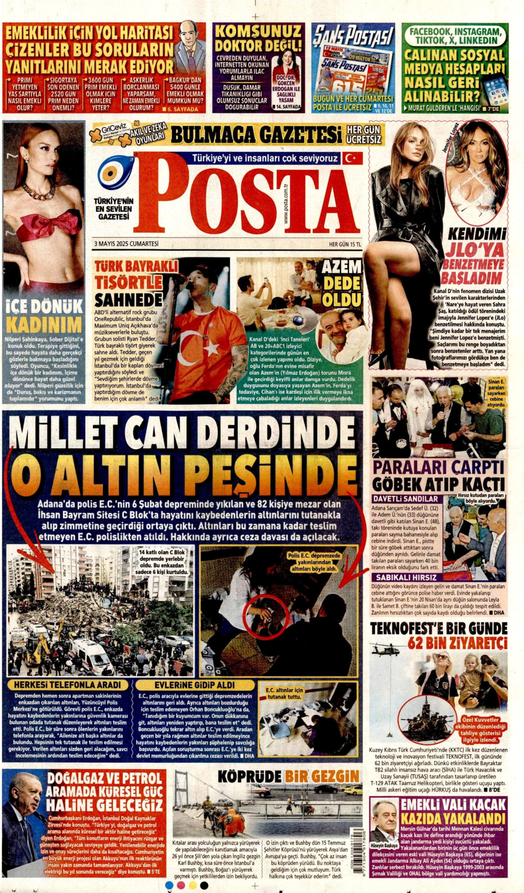 3 Mayıs 2025 gazete manşetleri