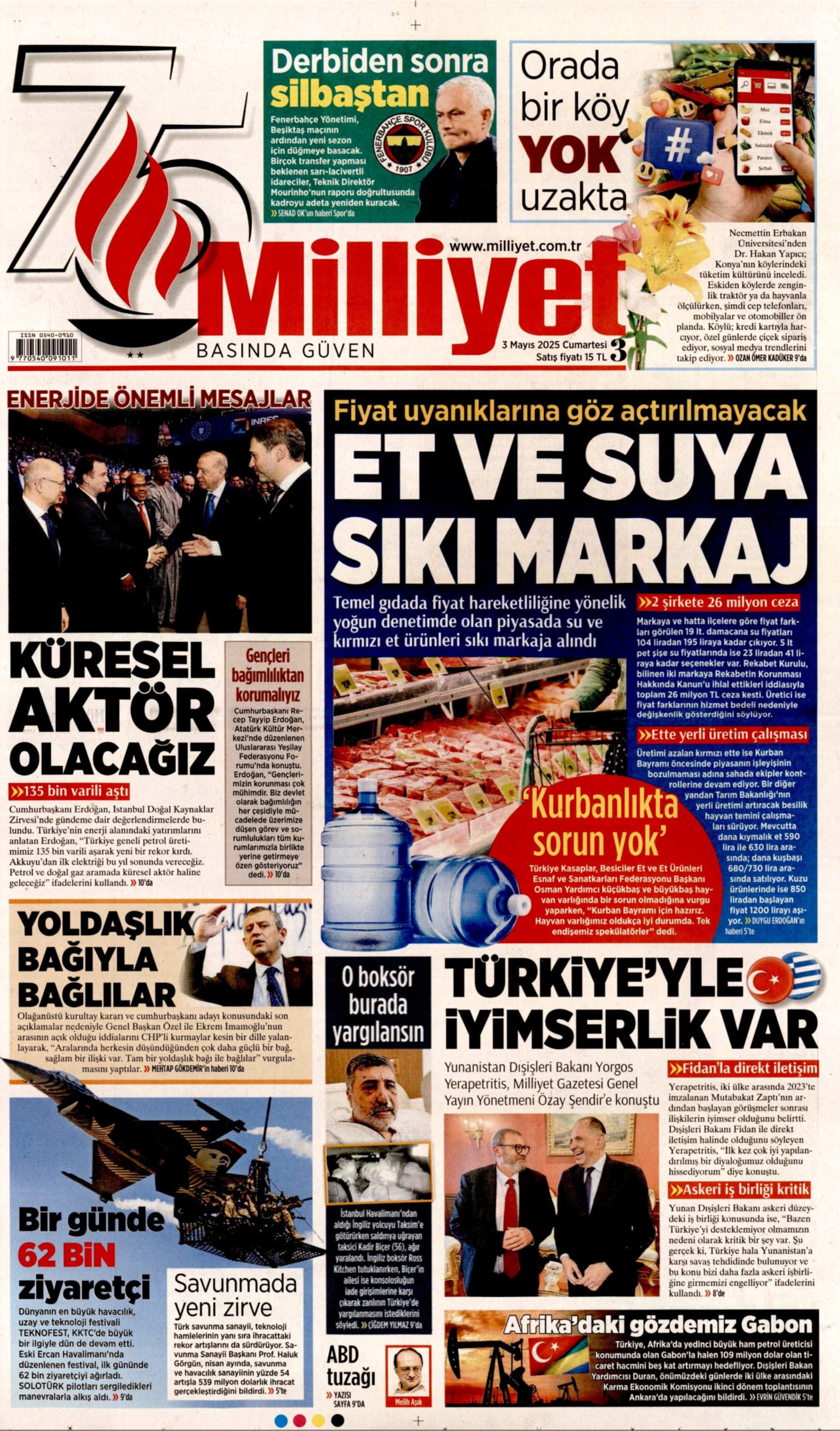3 Mayıs 2025 gazete manşetleri