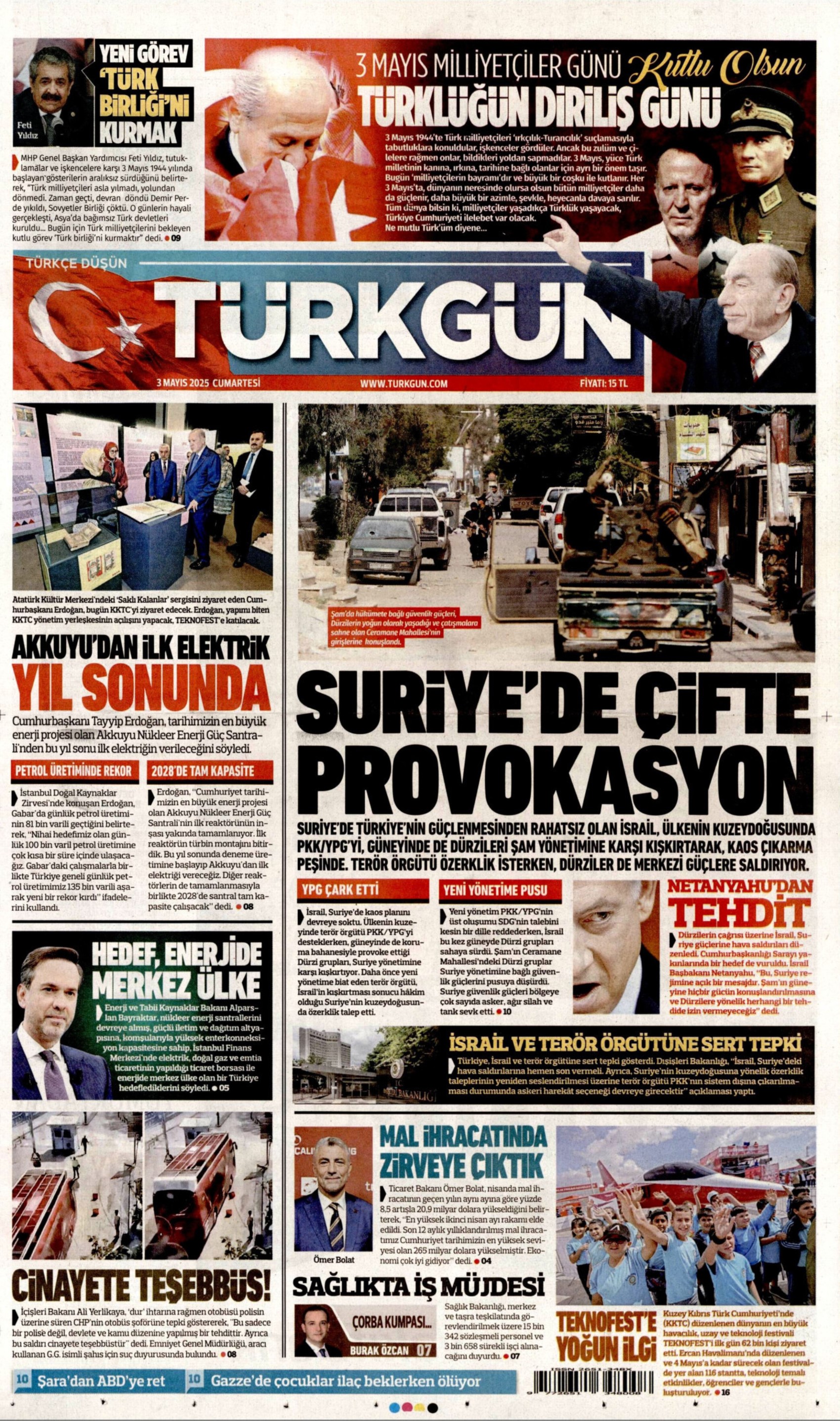 3 Mayıs 2025 gazete manşetleri