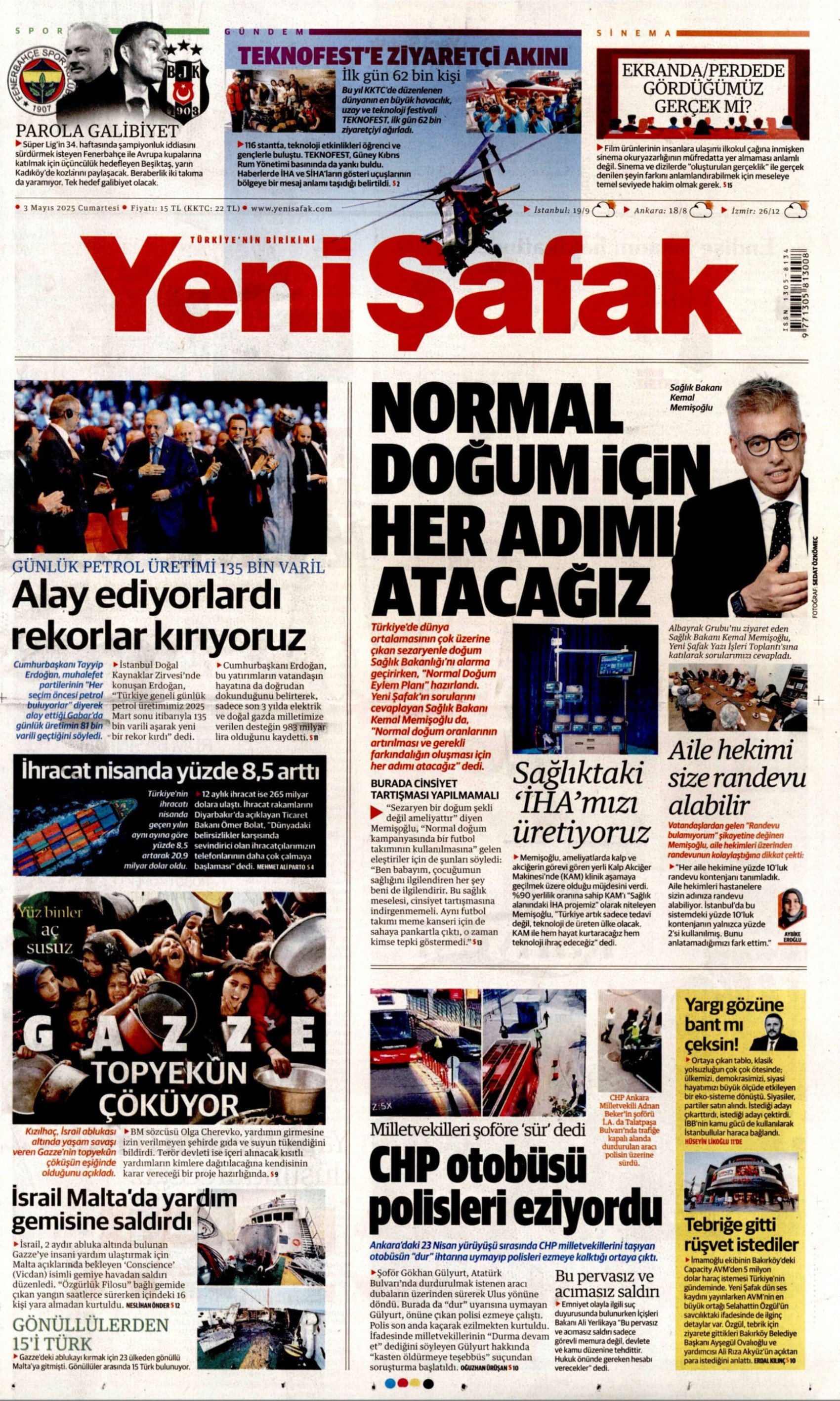 3 Mayıs 2025 gazete manşetleri