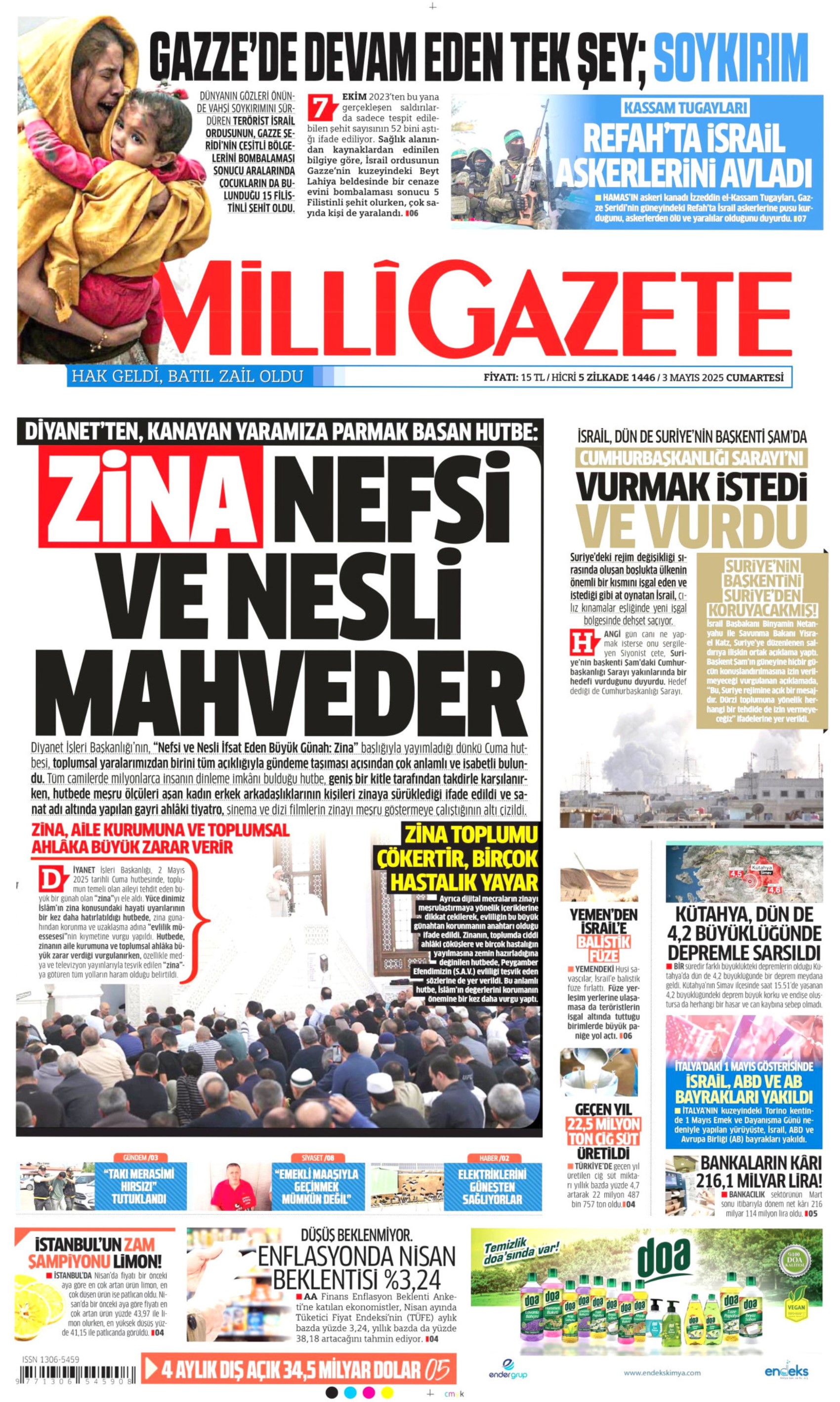 3 Mayıs 2025 gazete manşetleri