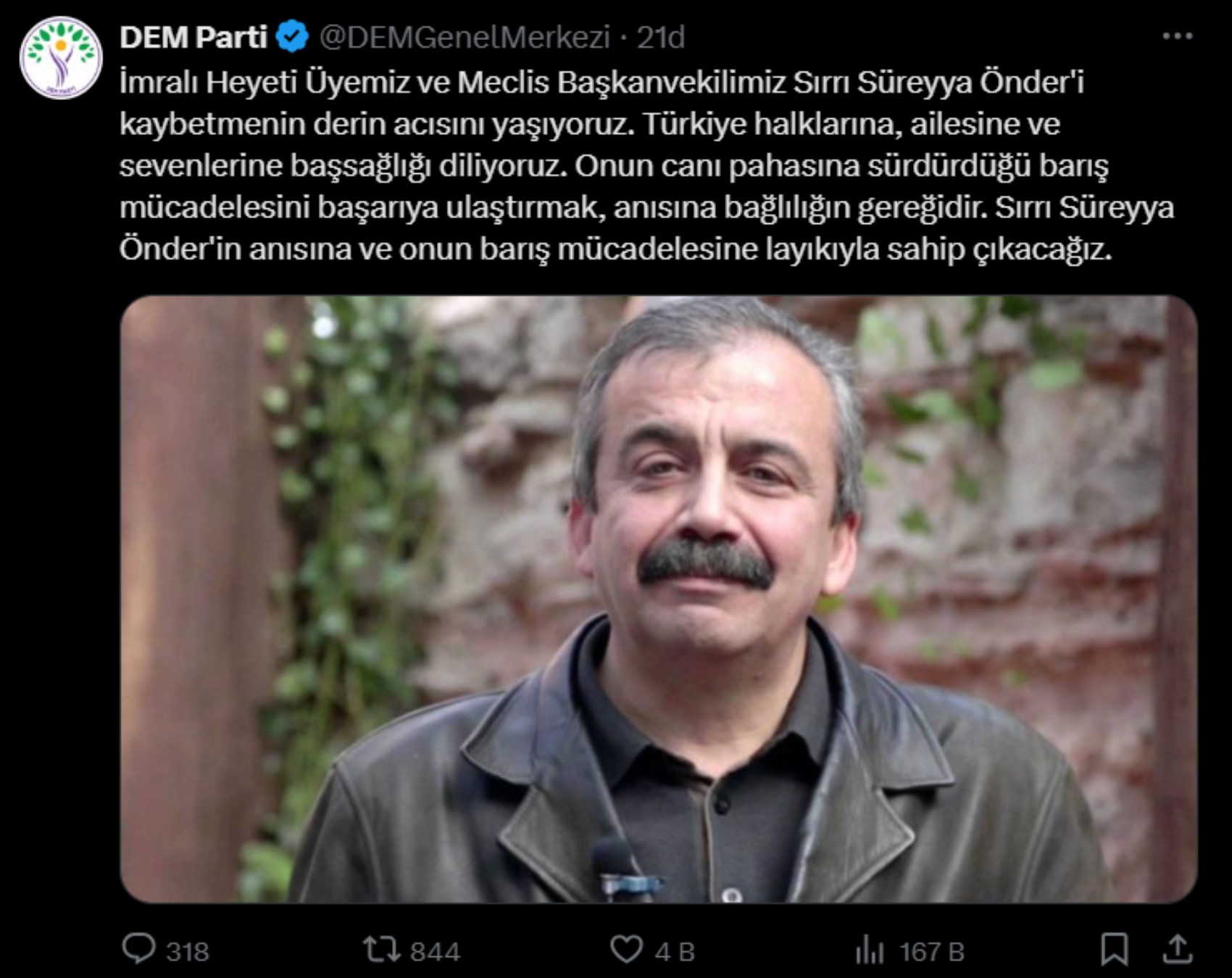 Sırrı Süreyya Önder için taziye mesajları