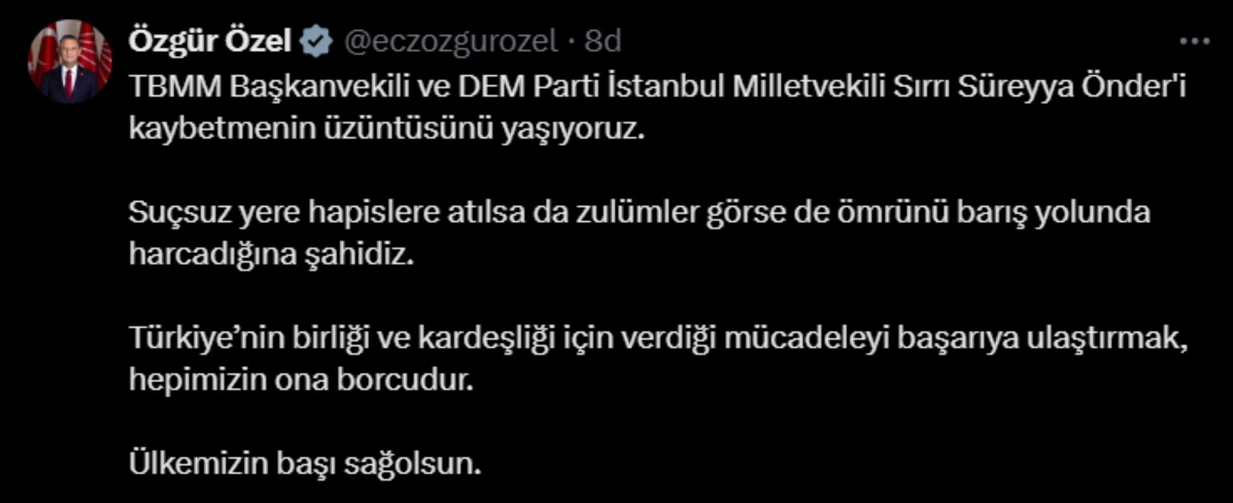 Sırrı Süreyya Önder için taziye mesajları