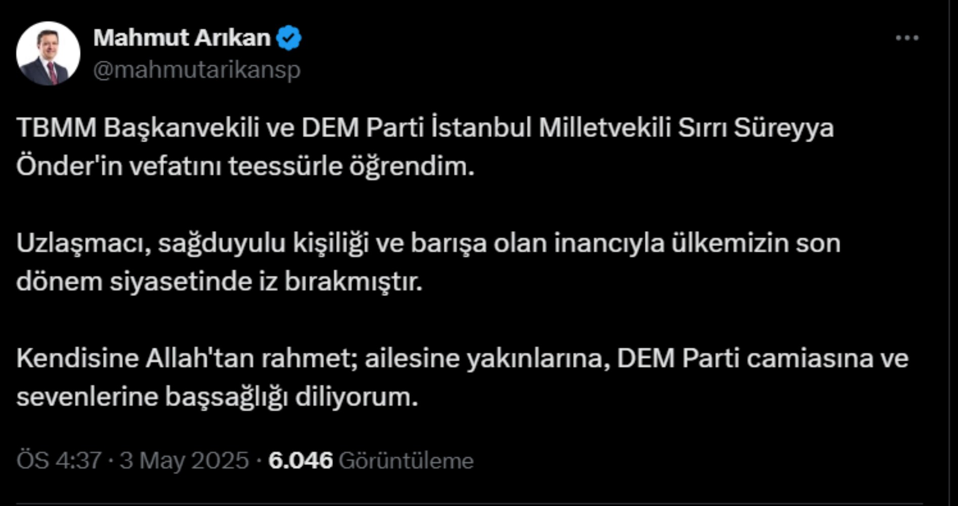 Sırrı Süreyya Önder için taziye mesajları