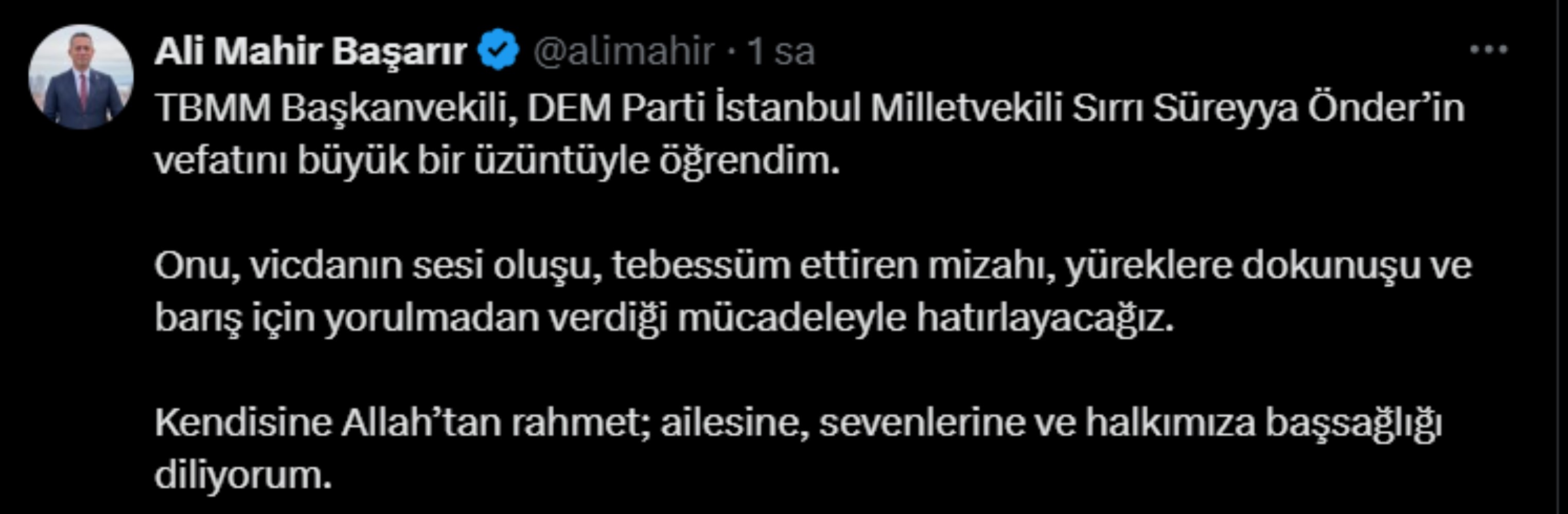 Sırrı Süreyya Önder için taziye mesajları