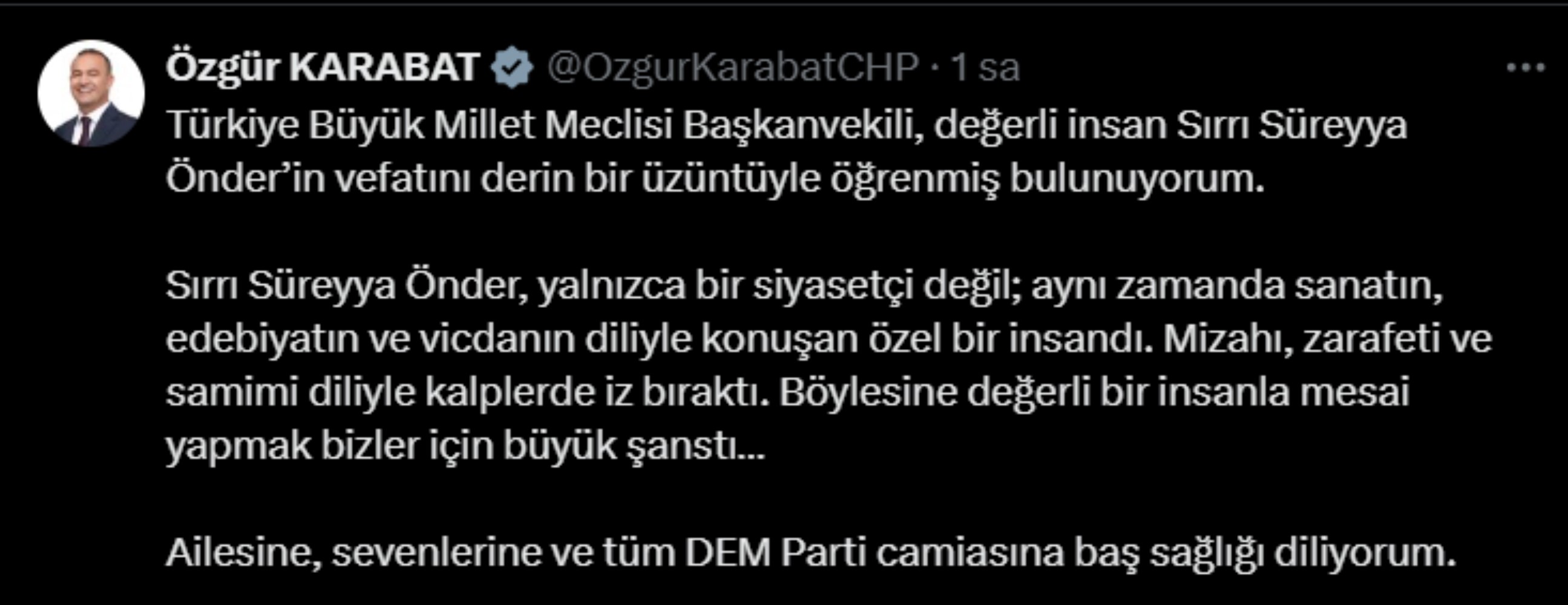 Sırrı Süreyya Önder için taziye mesajları