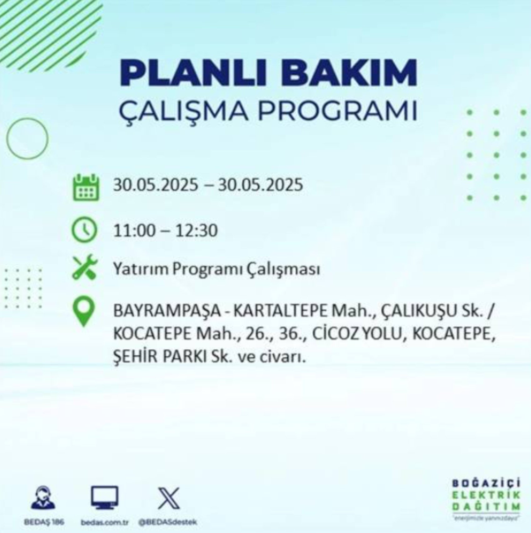 BEDAŞ paylaştı: İstanbul'da 30 Mayıs Cuma günü elektrik kesintisi yaşanacak ilçeler