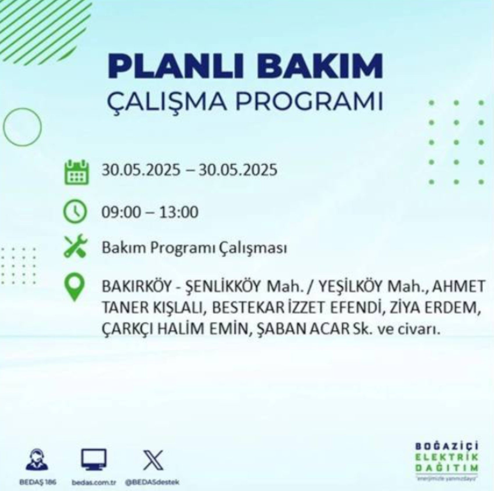 BEDAŞ paylaştı: İstanbul'da 30 Mayıs Cuma günü elektrik kesintisi yaşanacak ilçeler