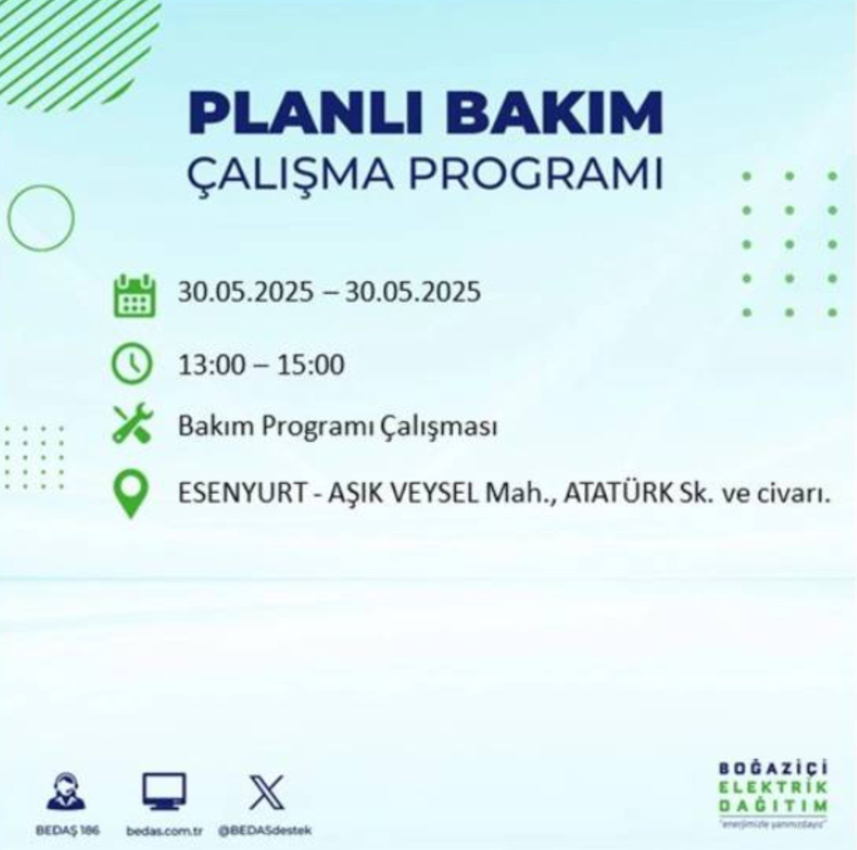 BEDAŞ paylaştı: İstanbul'da 30 Mayıs Cuma günü elektrik kesintisi yaşanacak ilçeler