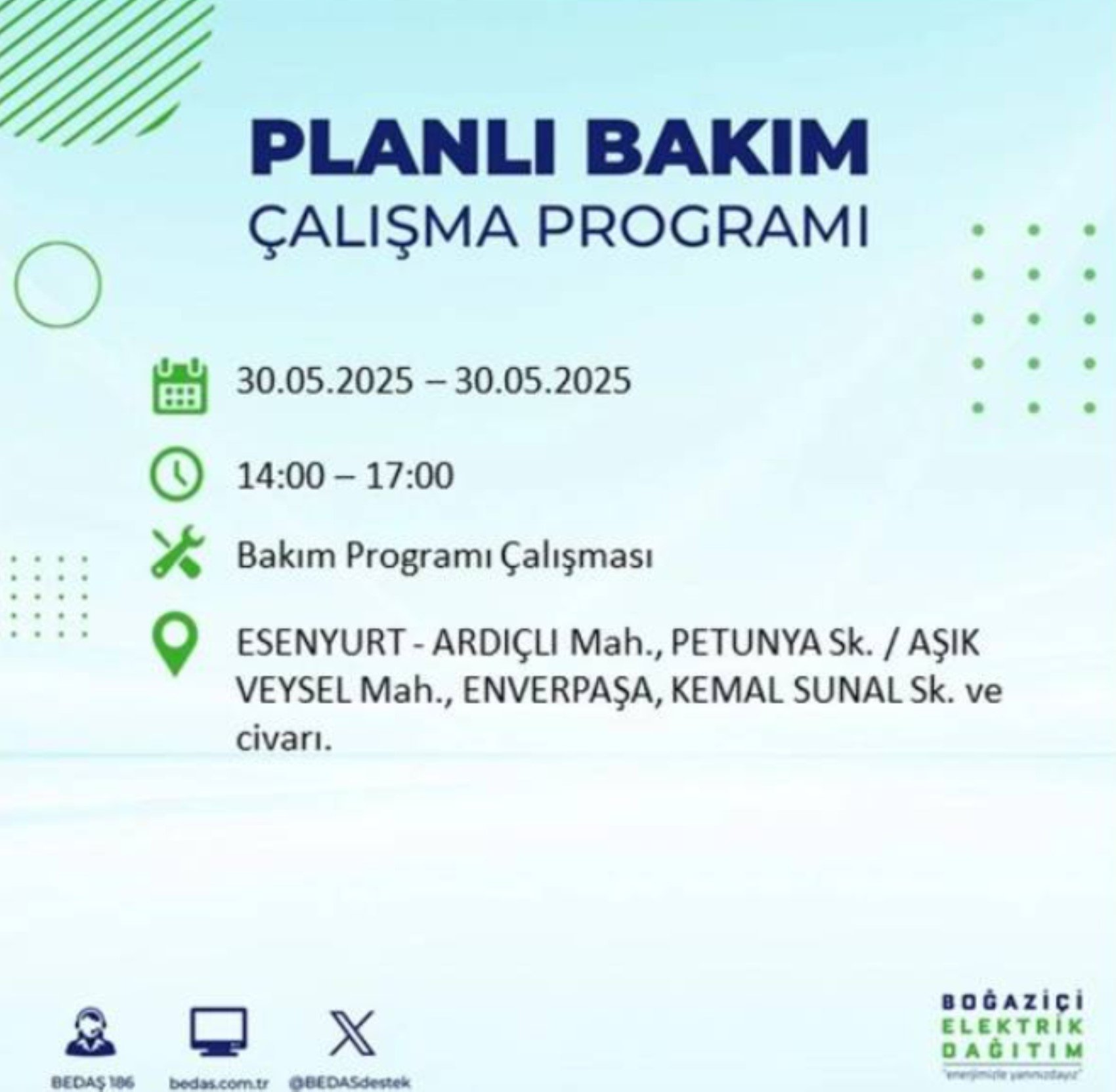 BEDAŞ paylaştı: İstanbul'da 30 Mayıs Cuma günü elektrik kesintisi yaşanacak ilçeler