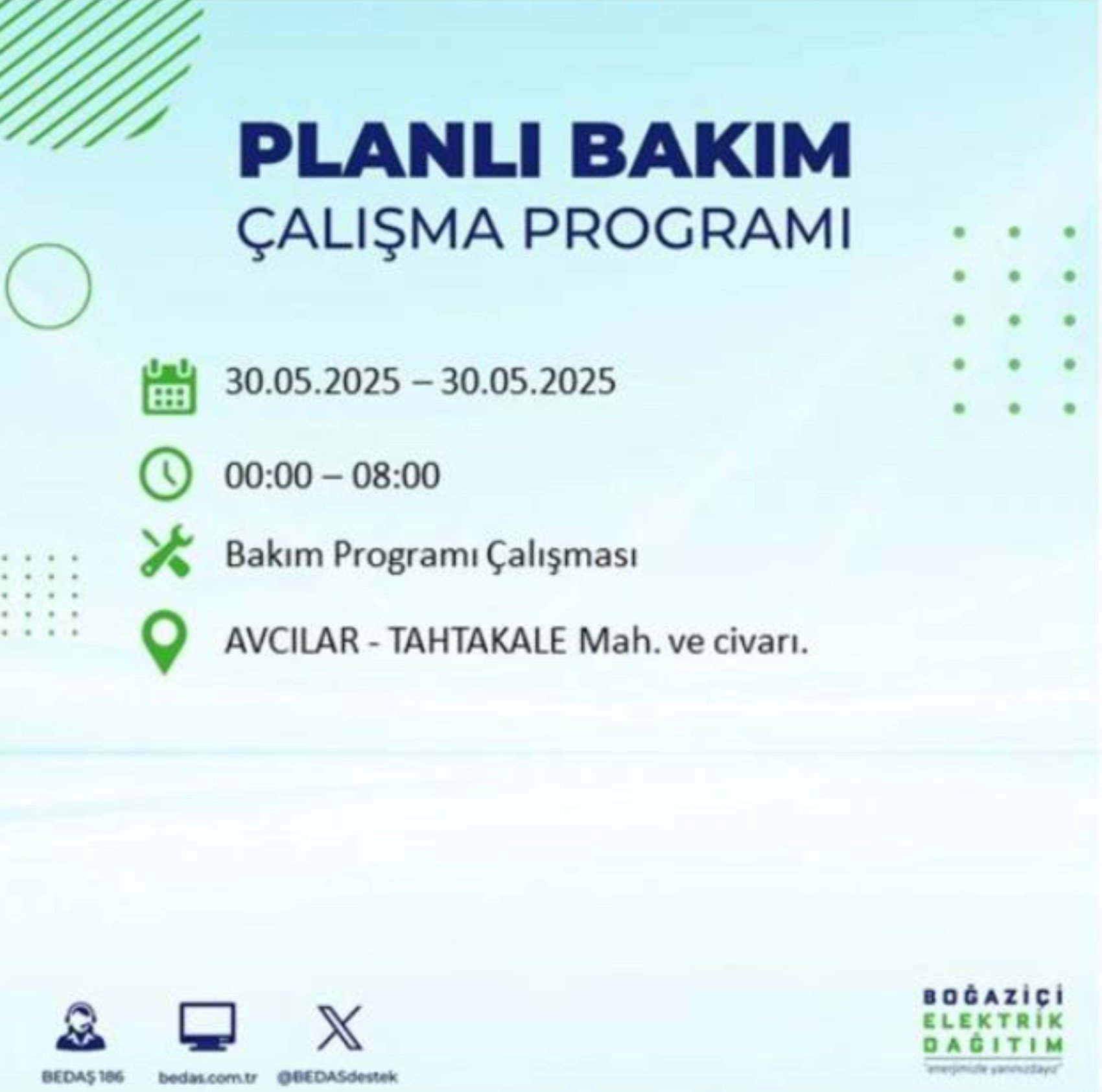 BEDAŞ paylaştı: İstanbul'da 30 Mayıs Cuma günü elektrik kesintisi yaşanacak ilçeler