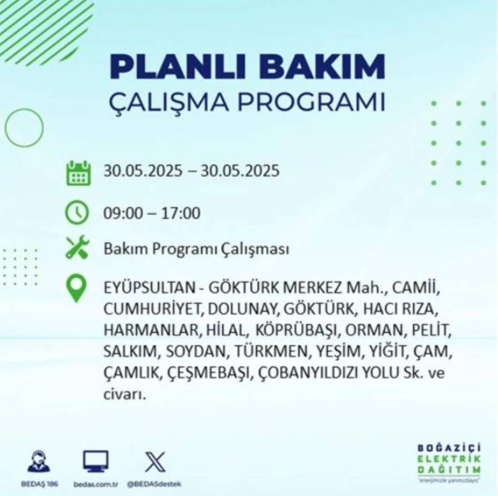 BEDAŞ paylaştı: İstanbul'da 30 Mayıs Cuma günü elektrik kesintisi yaşanacak ilçeler