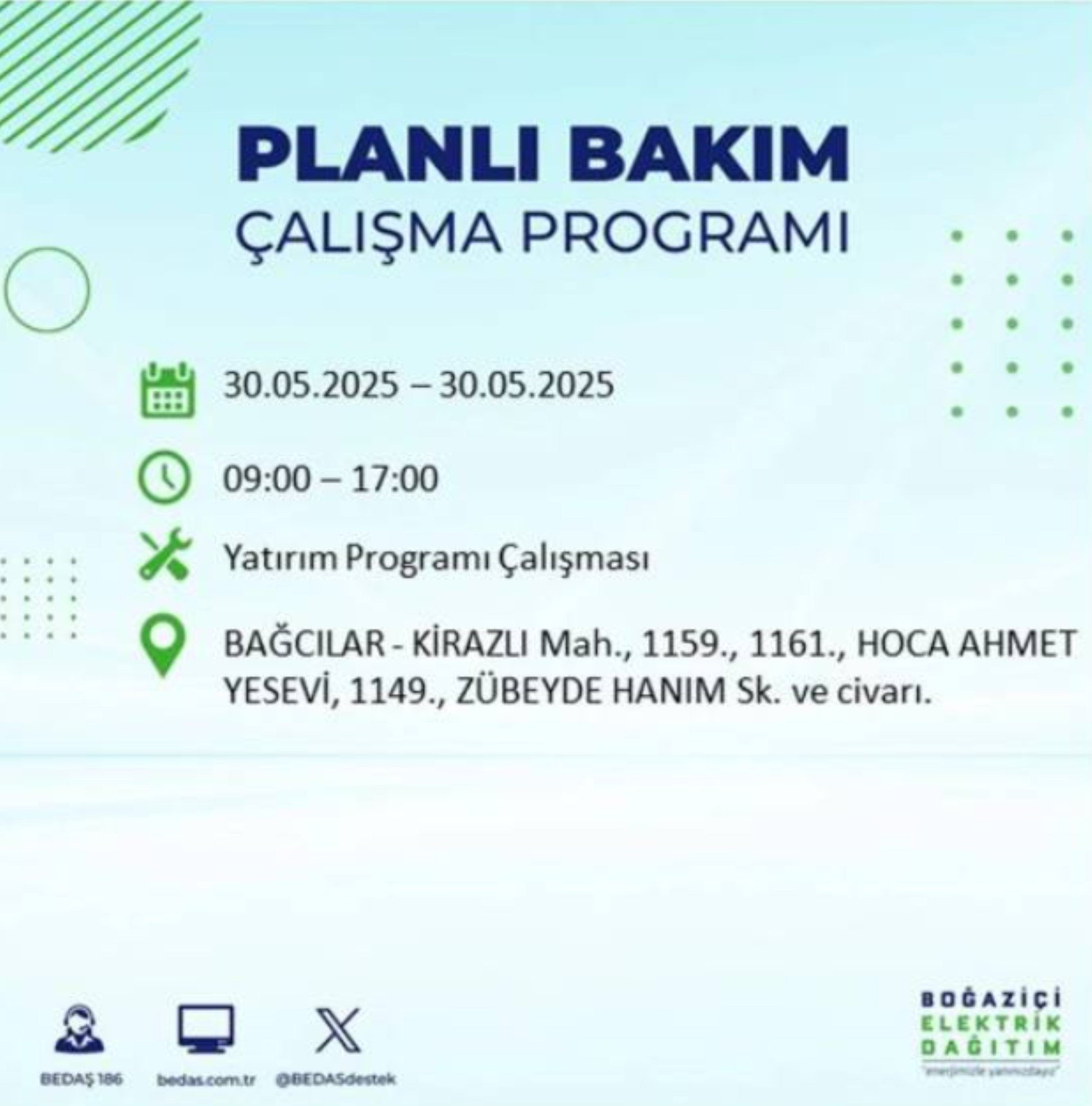 BEDAŞ paylaştı: İstanbul'da 30 Mayıs Cuma günü elektrik kesintisi yaşanacak ilçeler